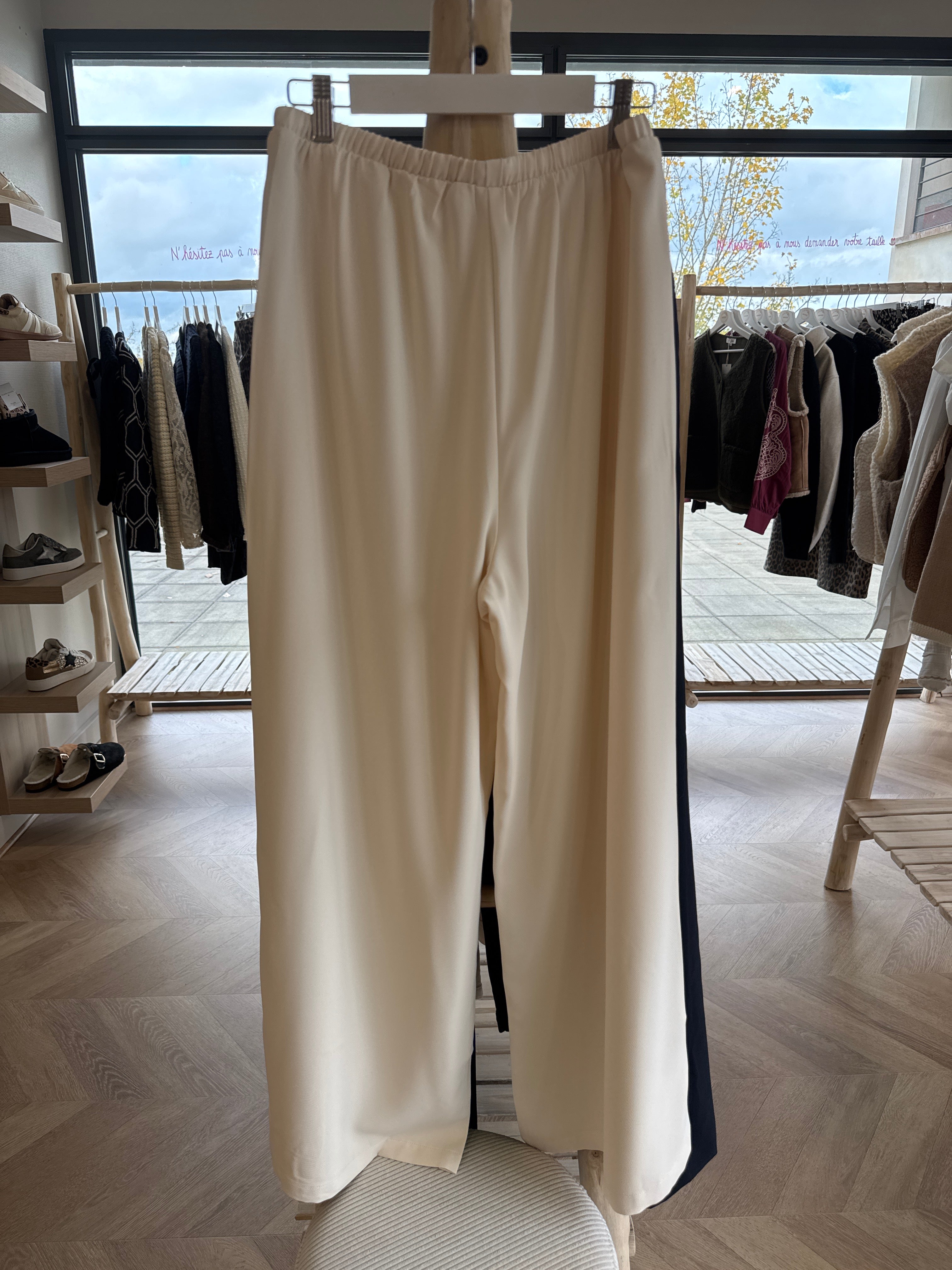 Pantalon large fluide écru