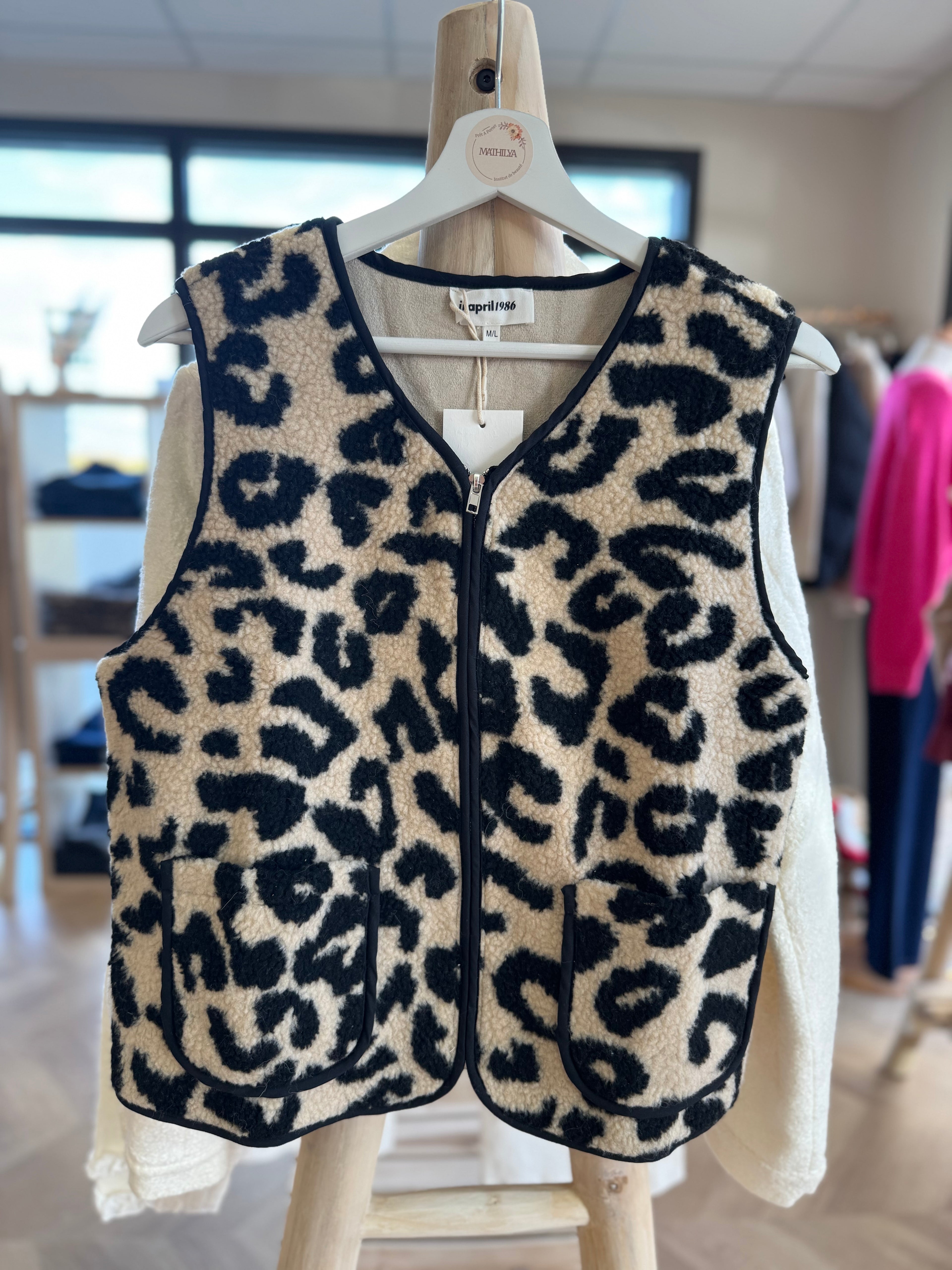 Veste sans manches léopard