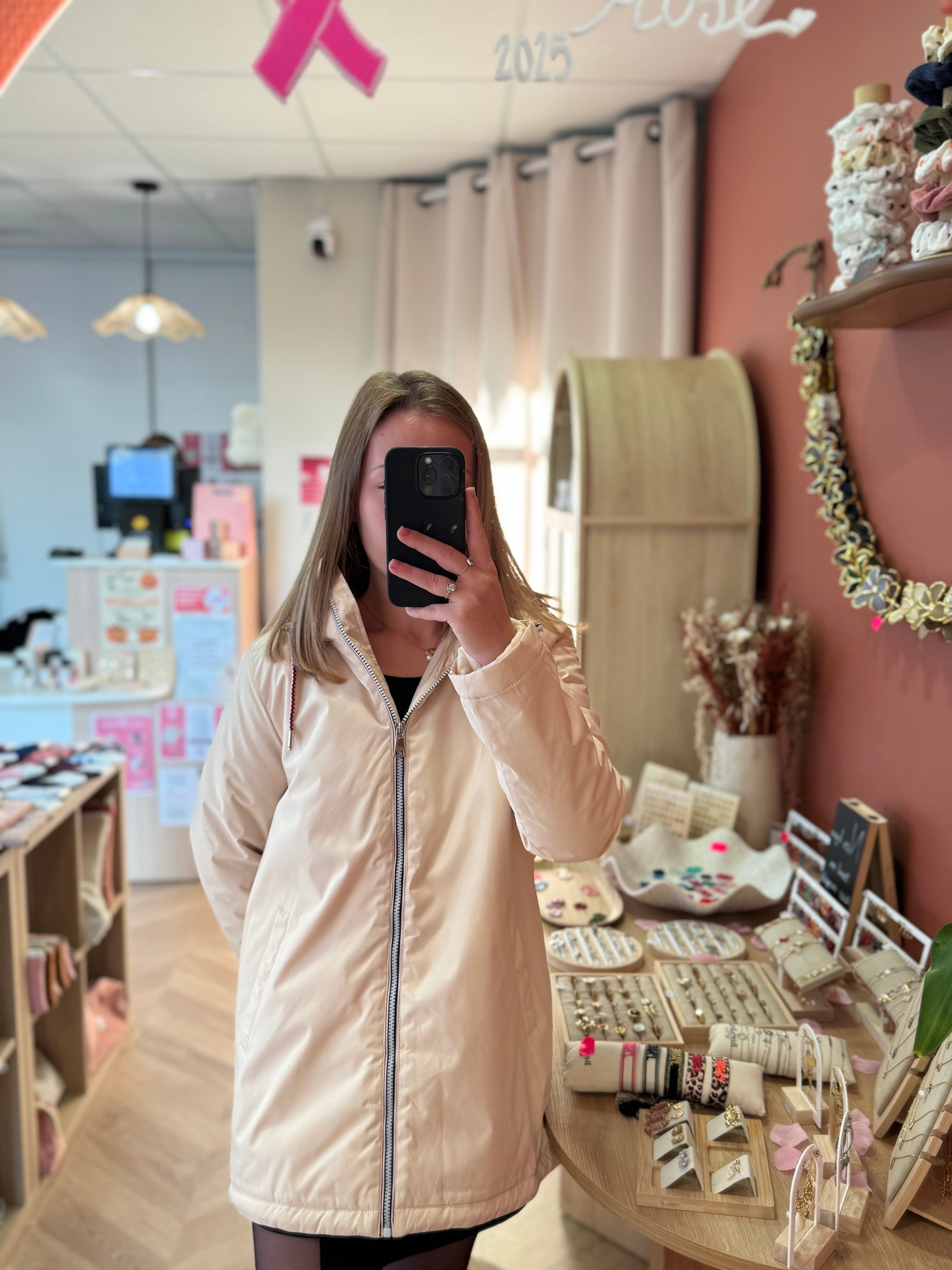 Imperméable beige doublé moumoute