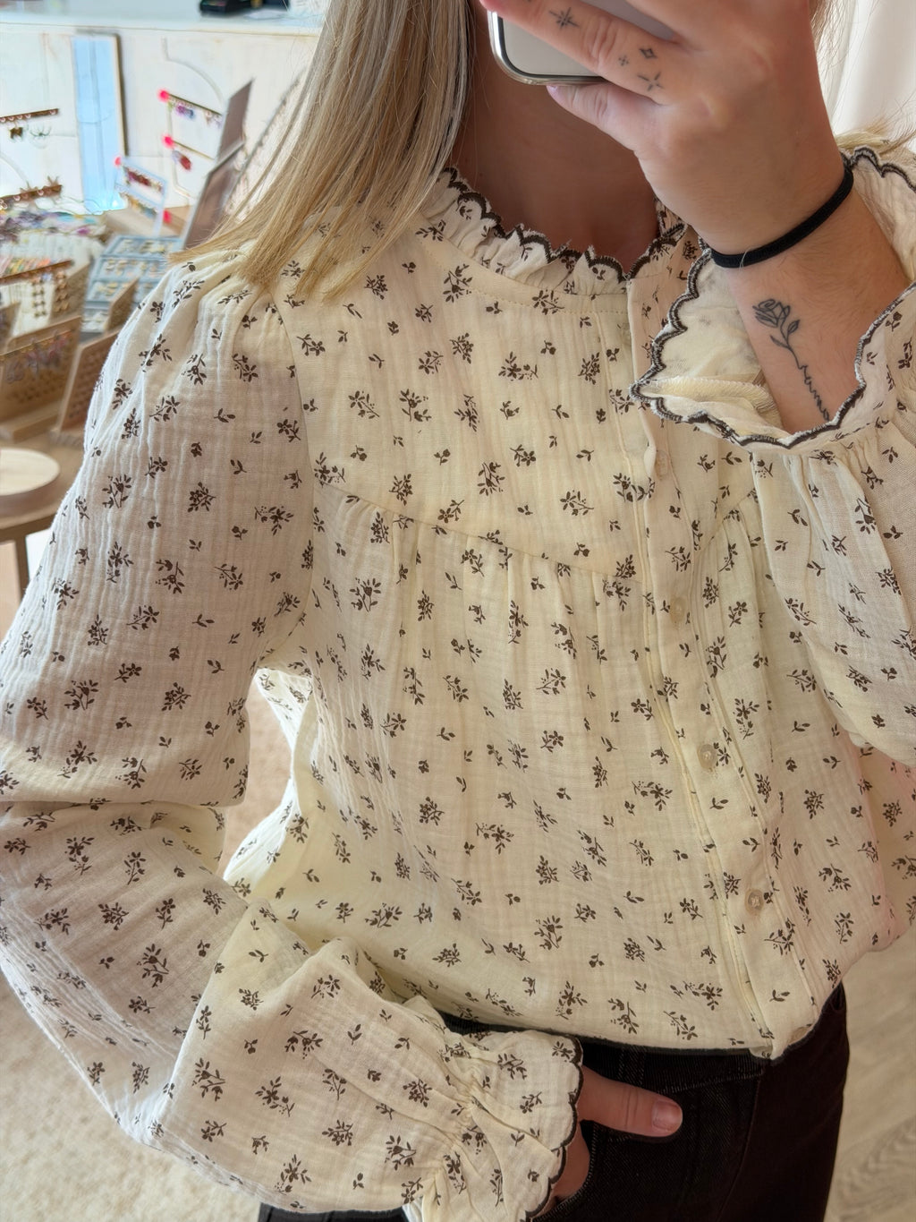 Chemise avec détails marron