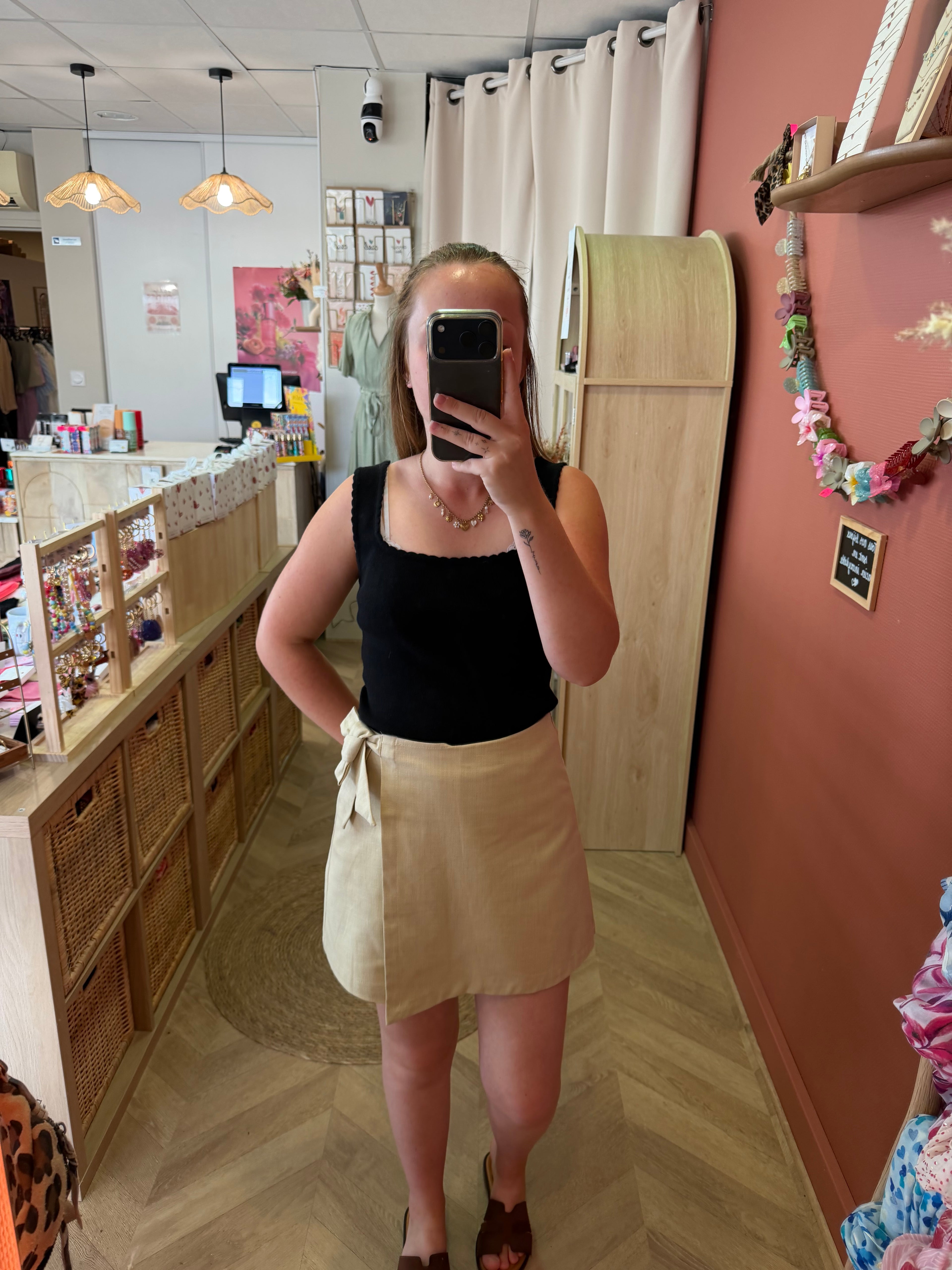 Jupe short beige