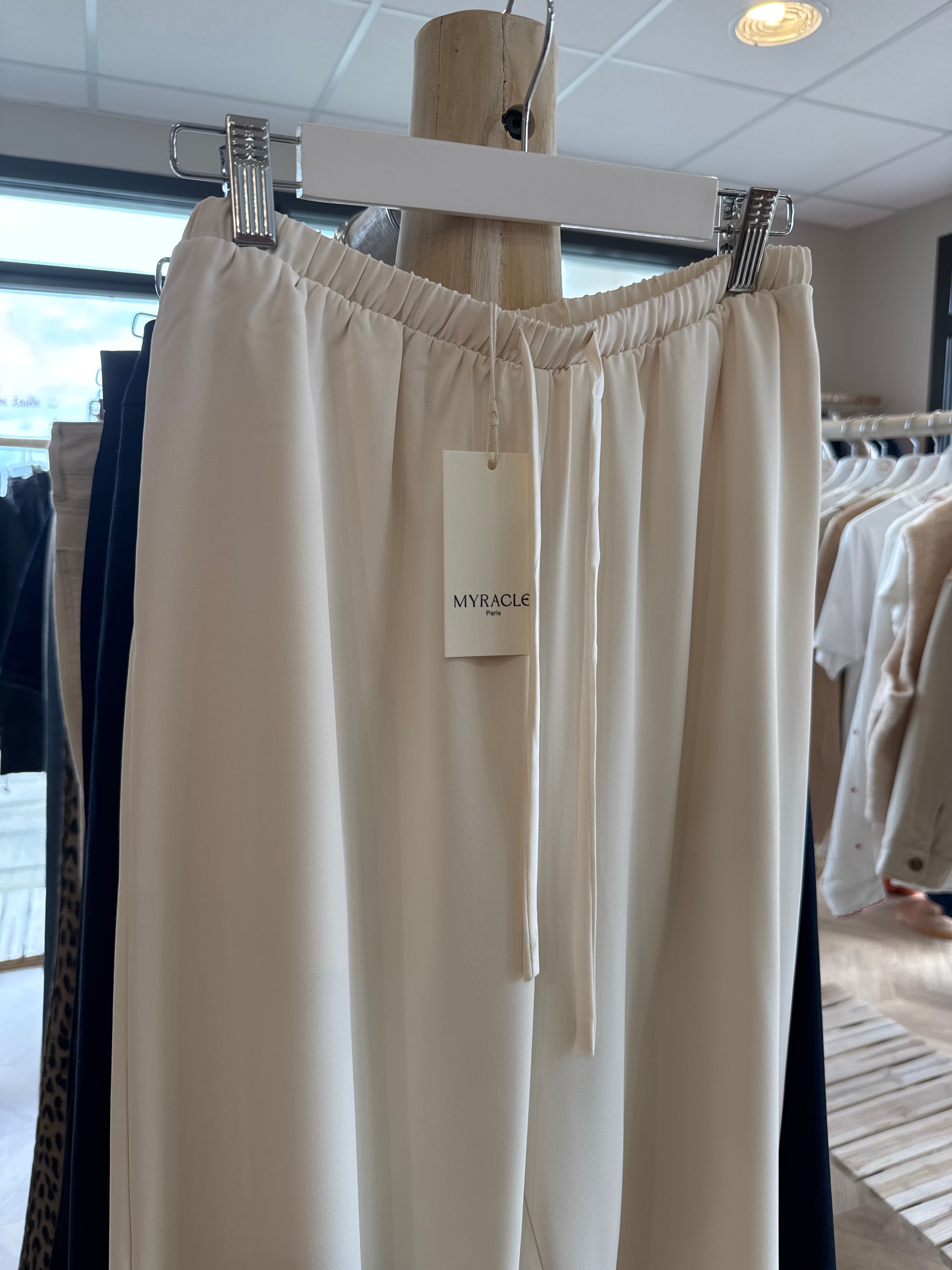 Pantalon large fluide écru