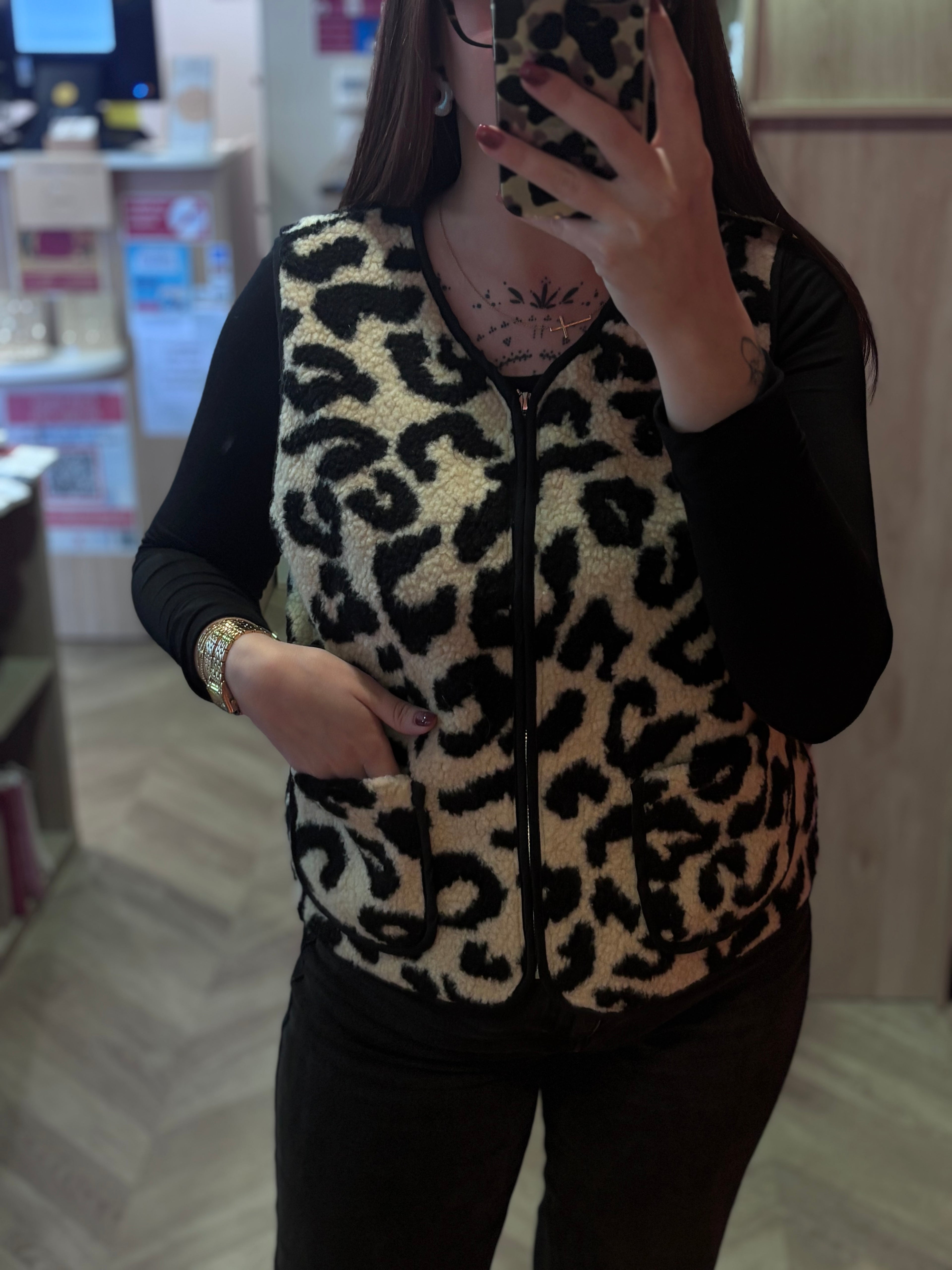 Veste sans manches léopard
