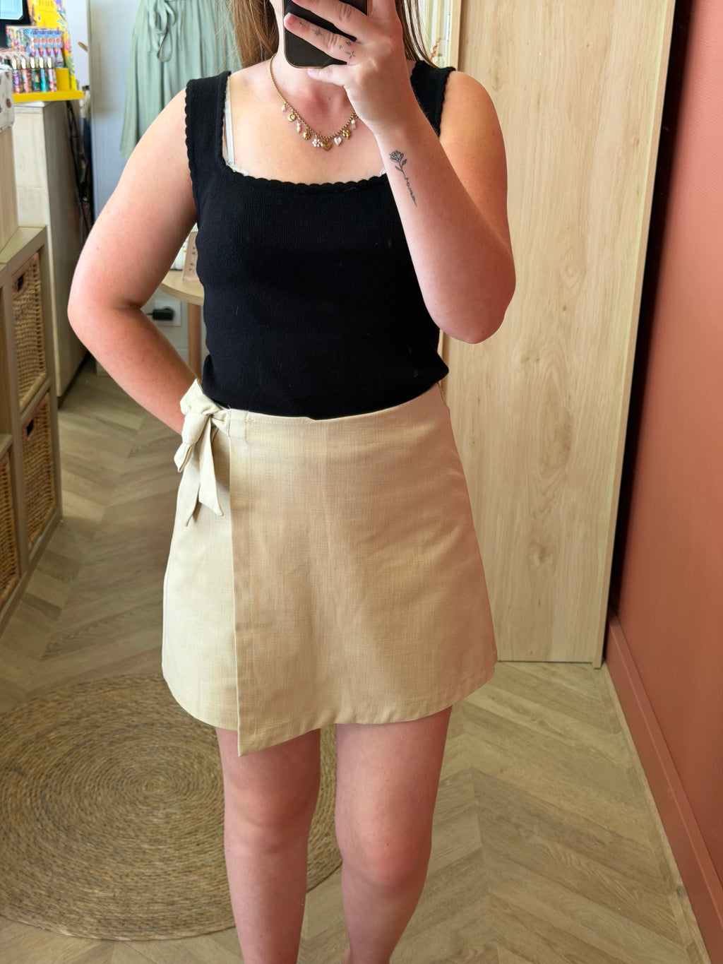 Jupe short beige