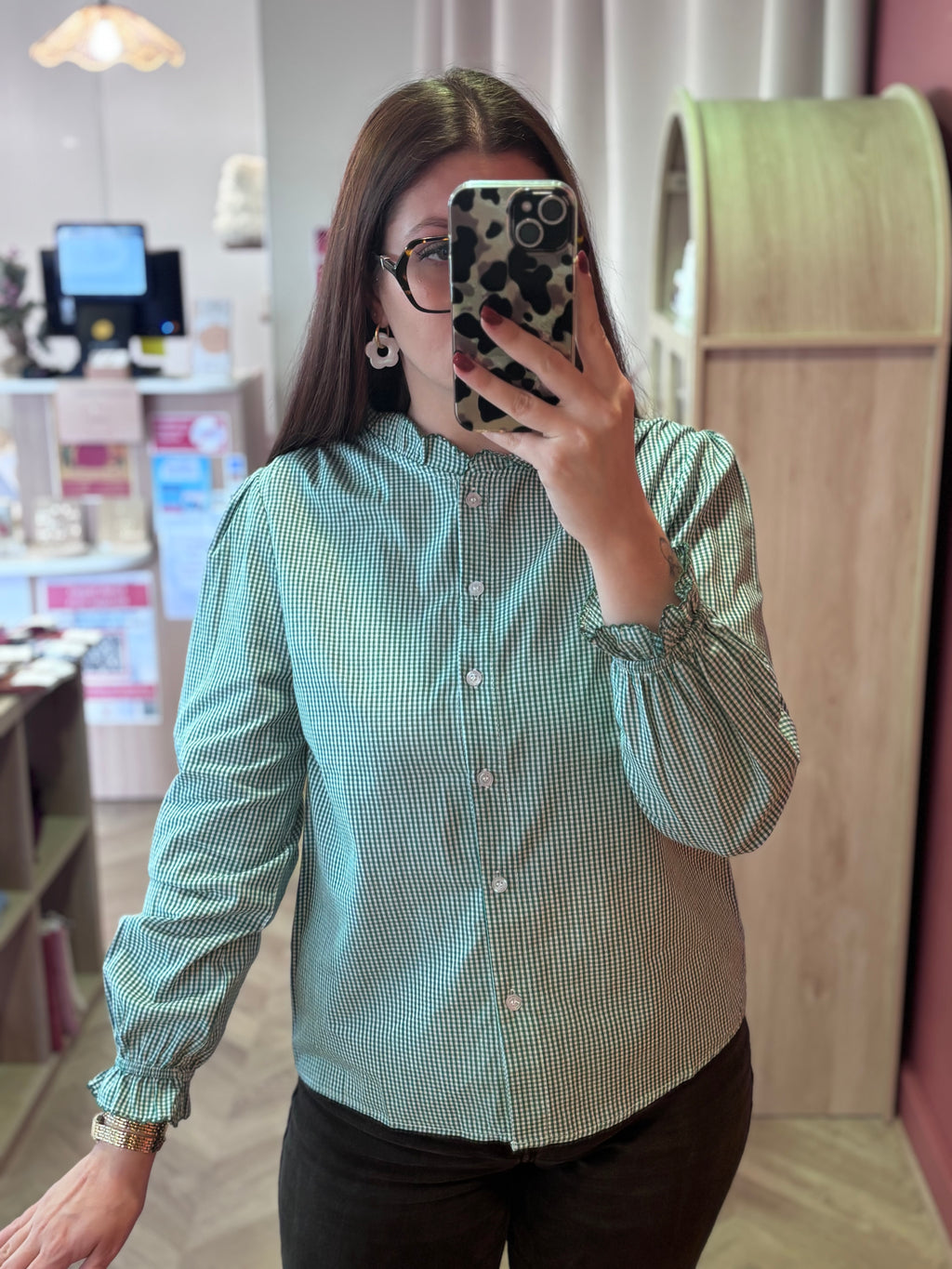 Chemise à carreaux verts