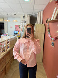 Chemise rose brodée esprit bohème