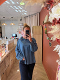 Chemise effet denim à col volant