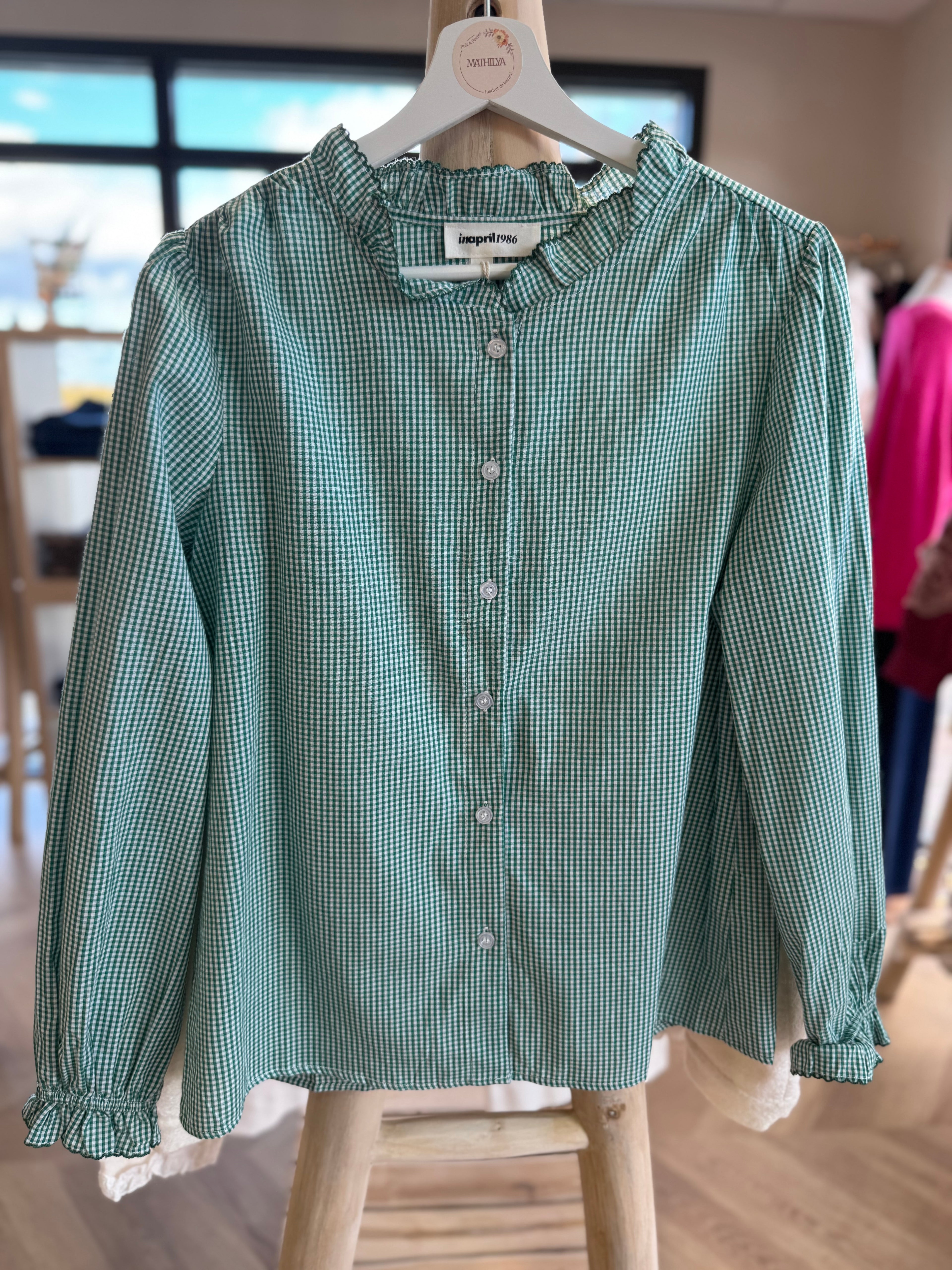 Chemise à carreaux verts