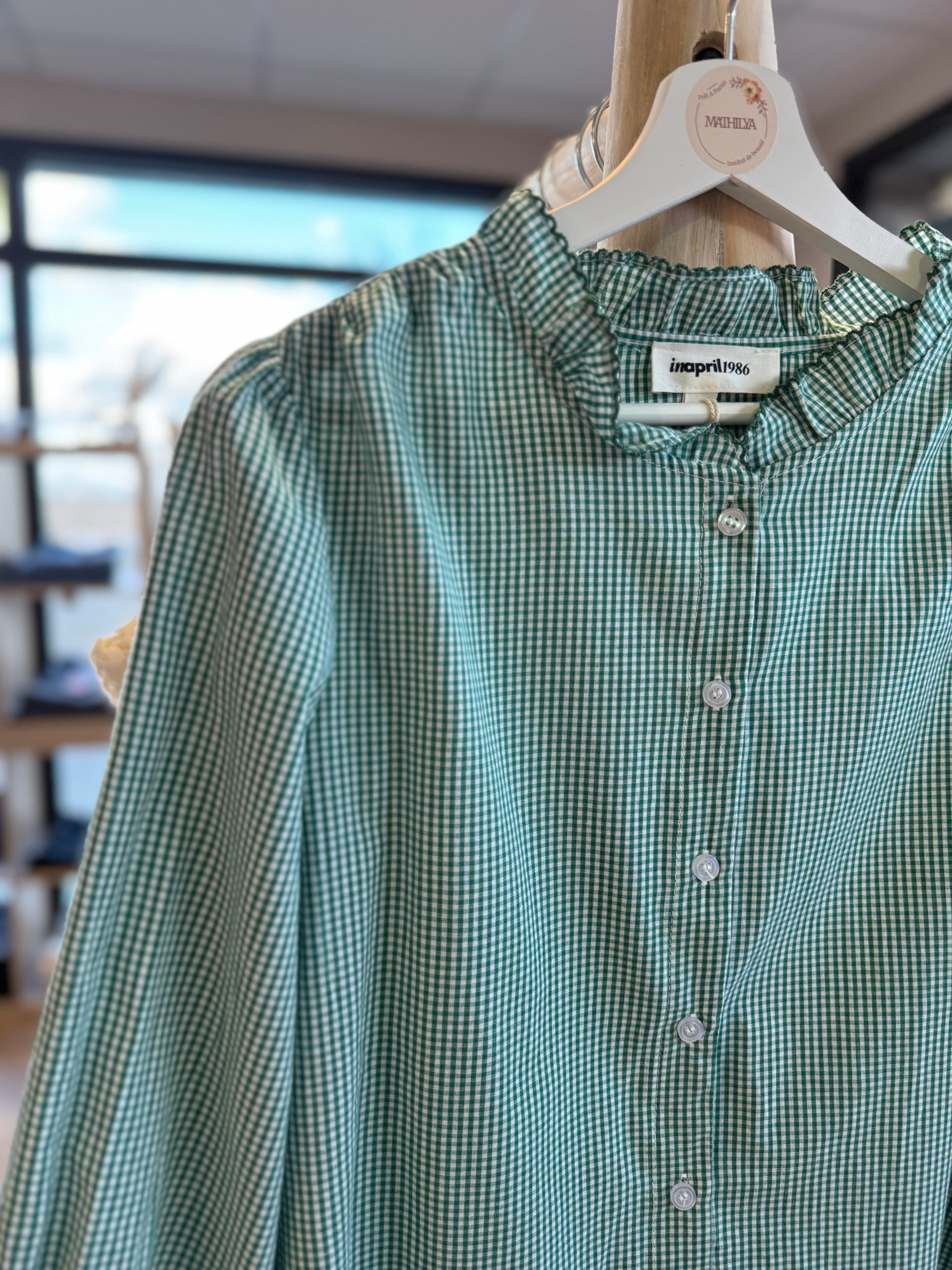 Chemise à carreaux verts