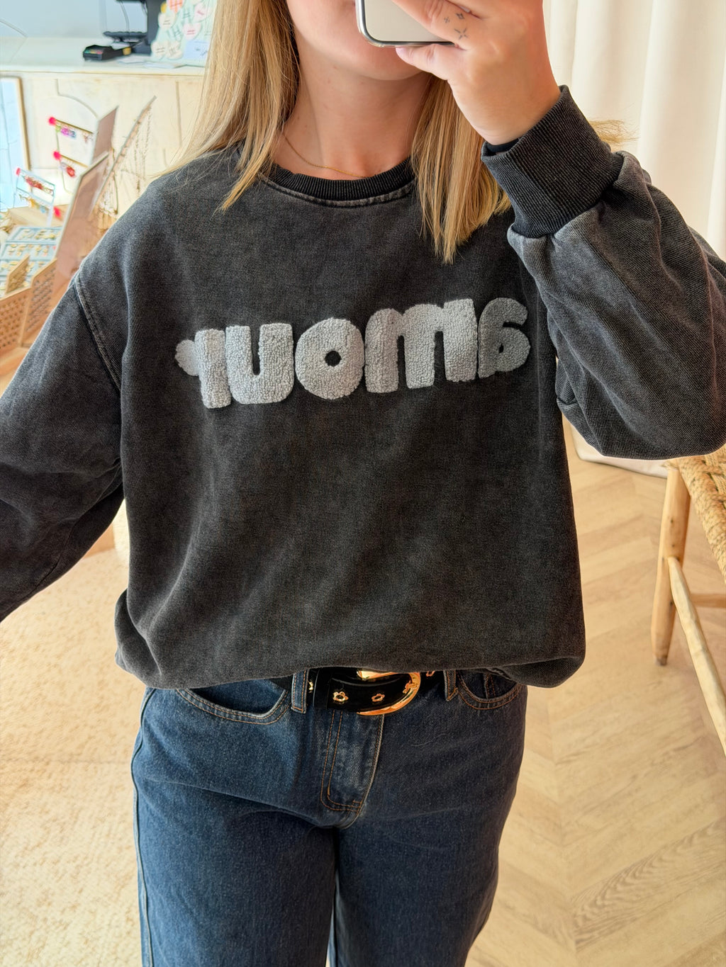 Pull gris amour