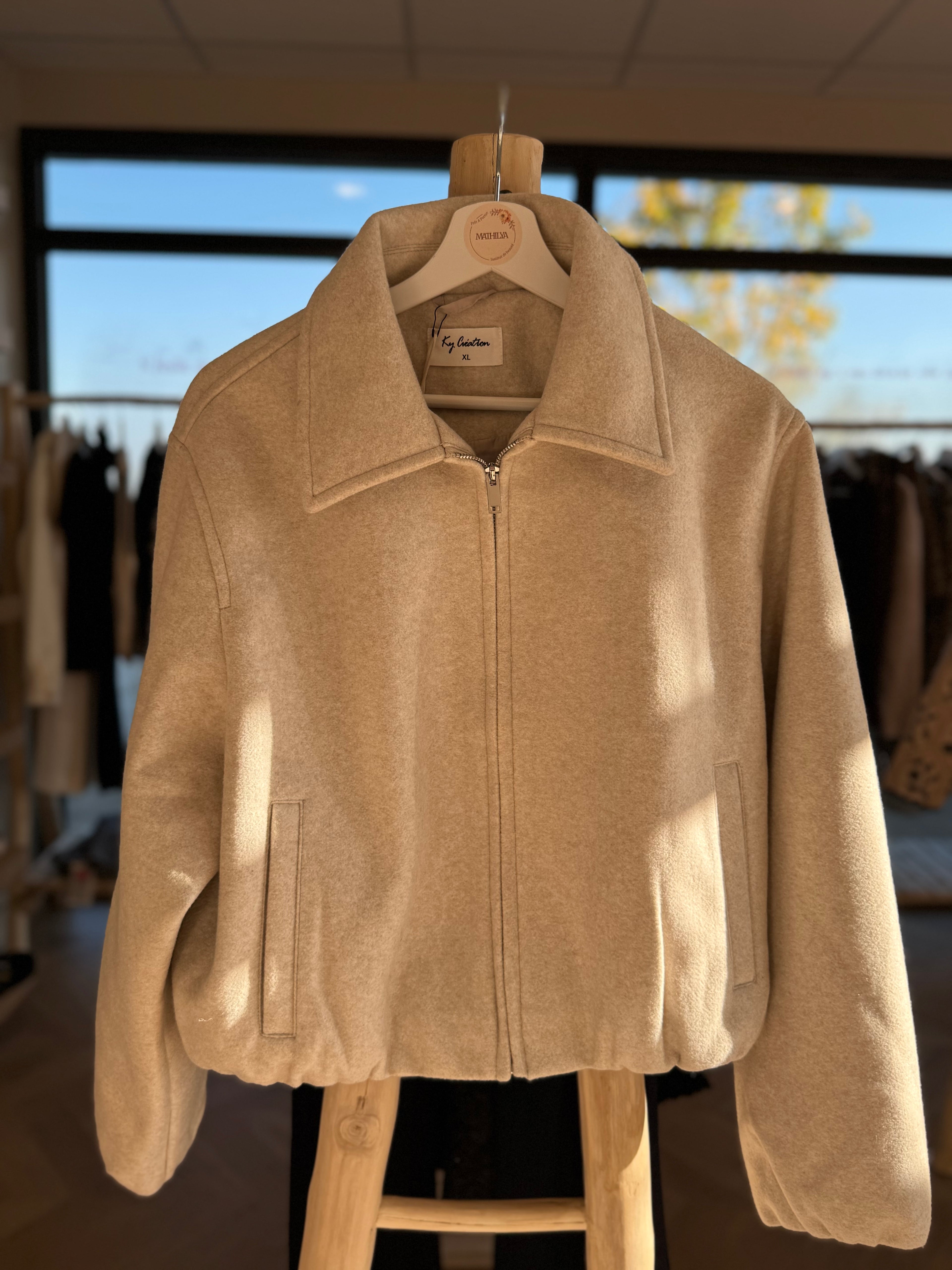 Bomber en lainage gris