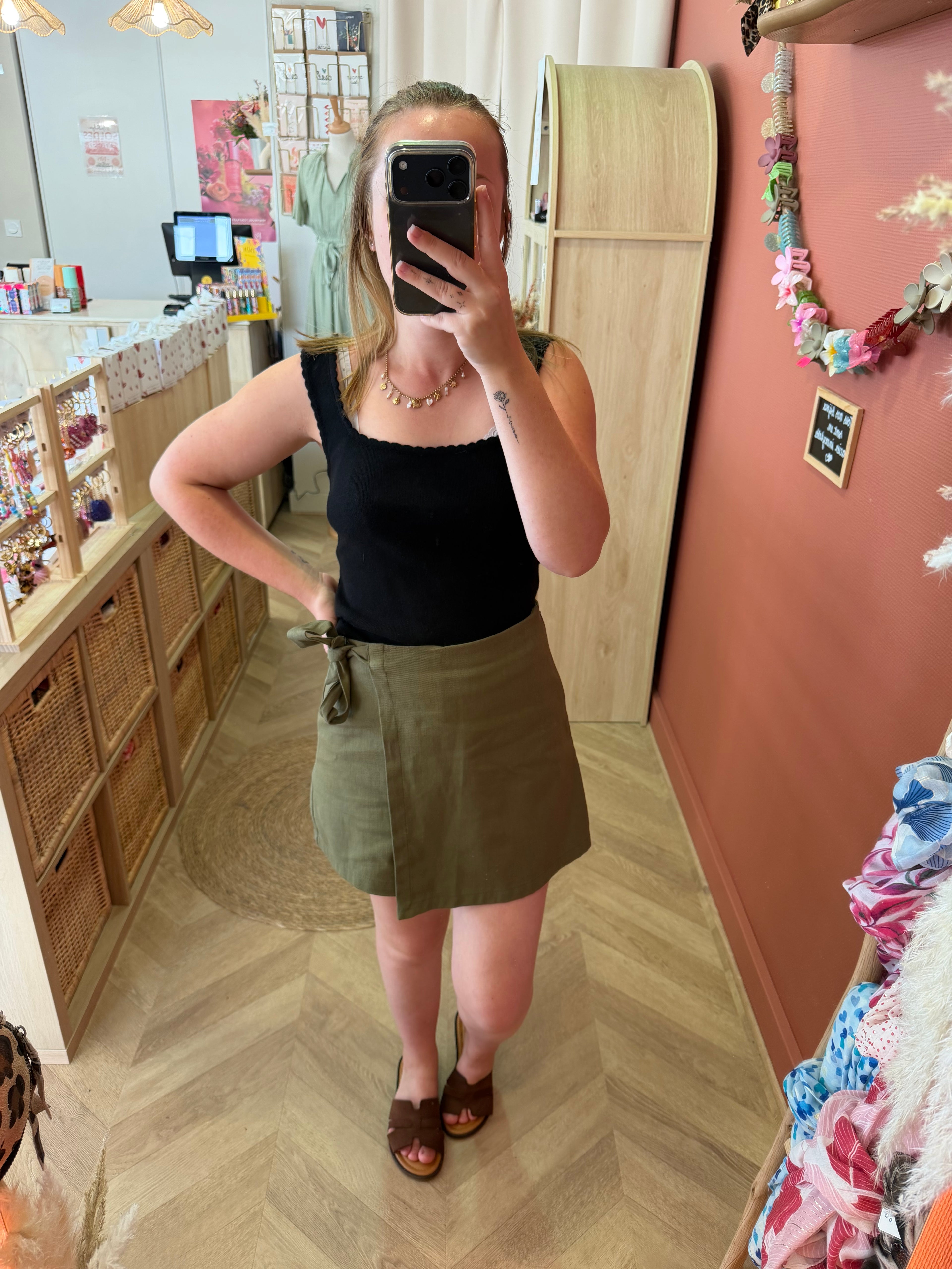 Jupe short kaki