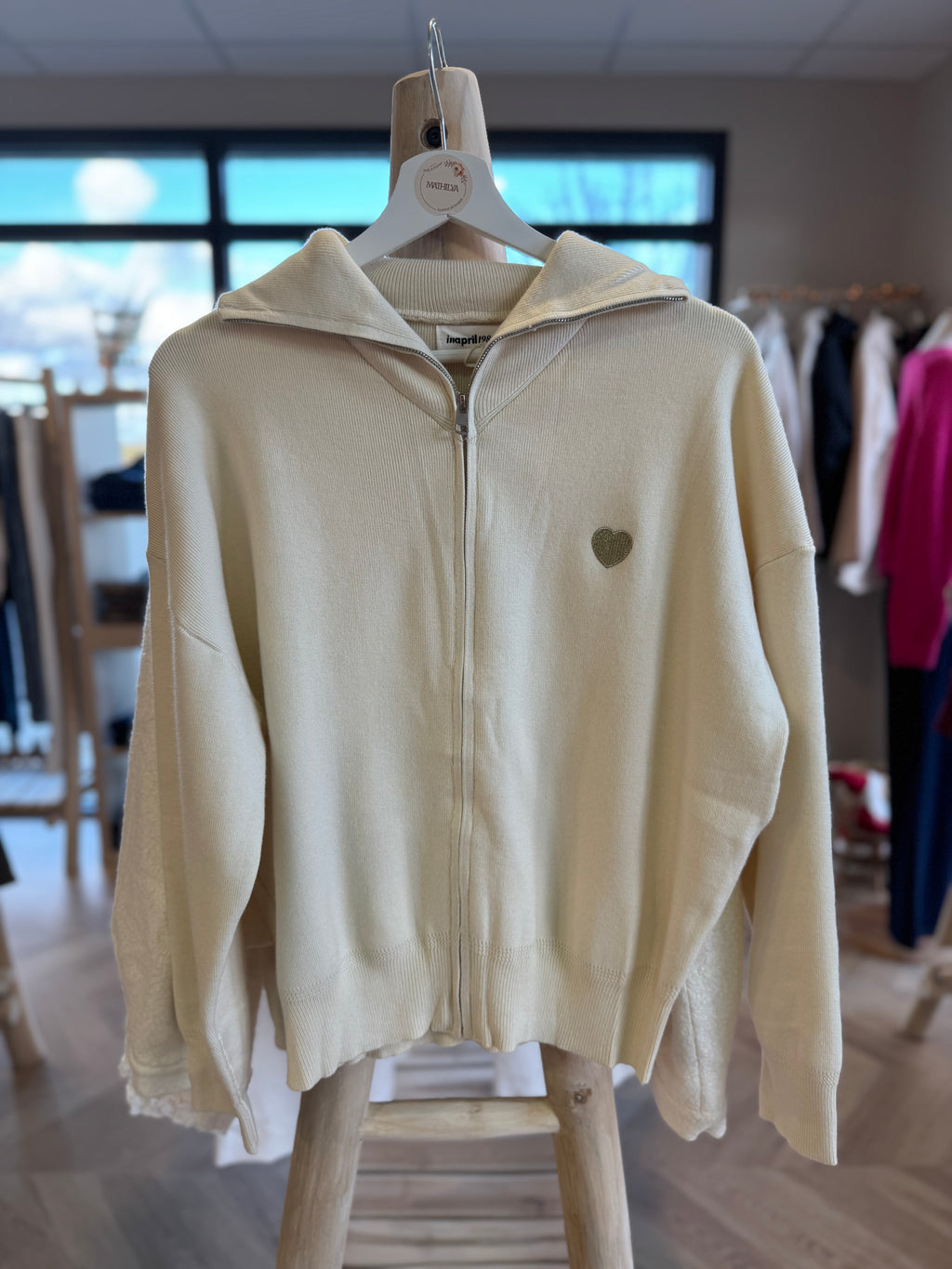 Gilet zip cœur doré