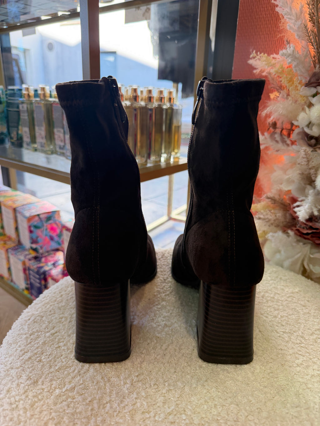 Bottines chocolat à talons