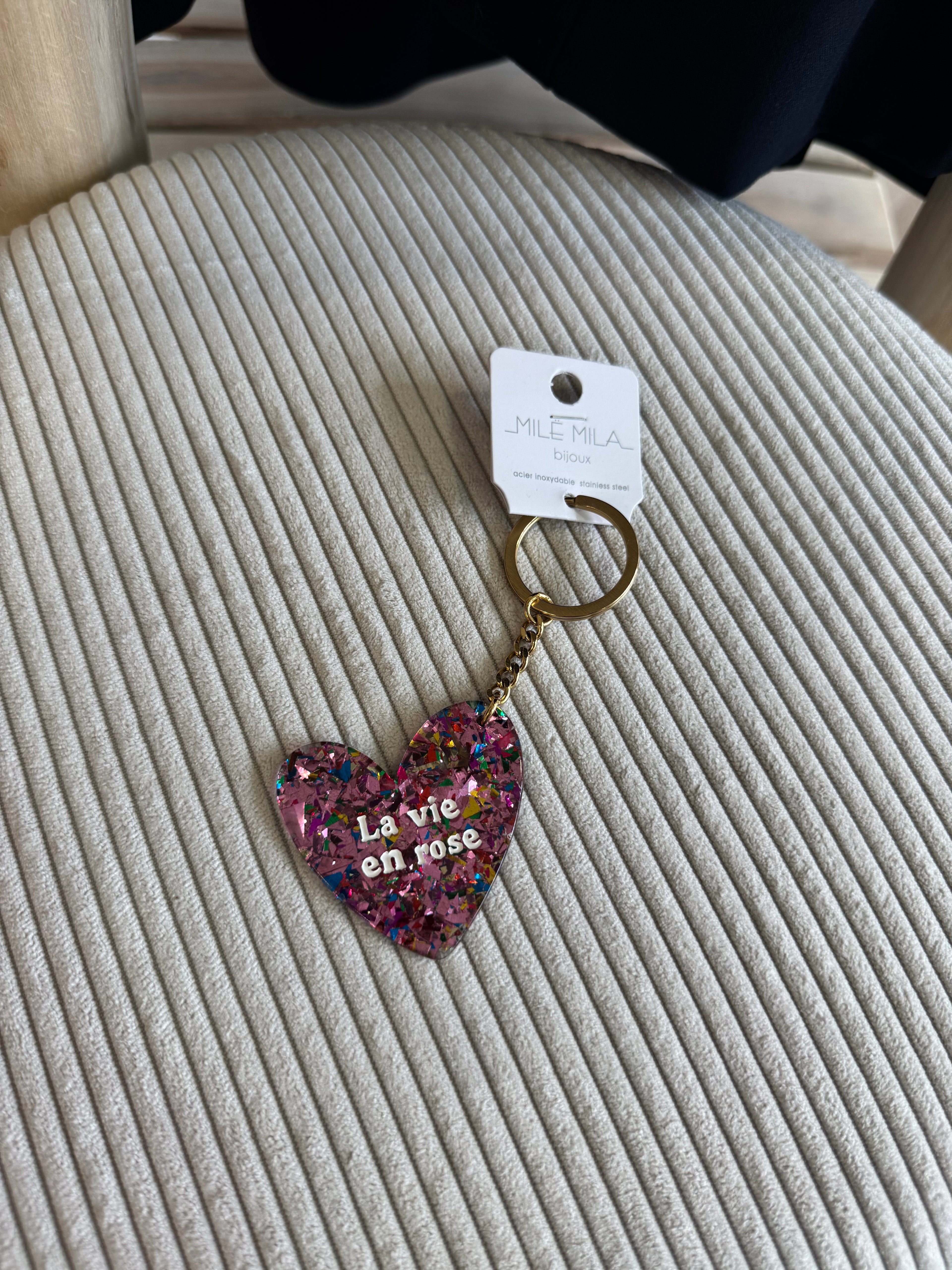 Porte clés la vie en rose