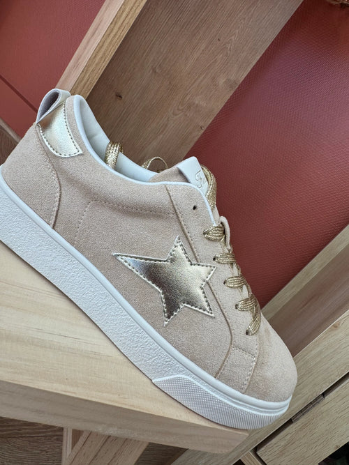 Baskets beige et  doré étoile