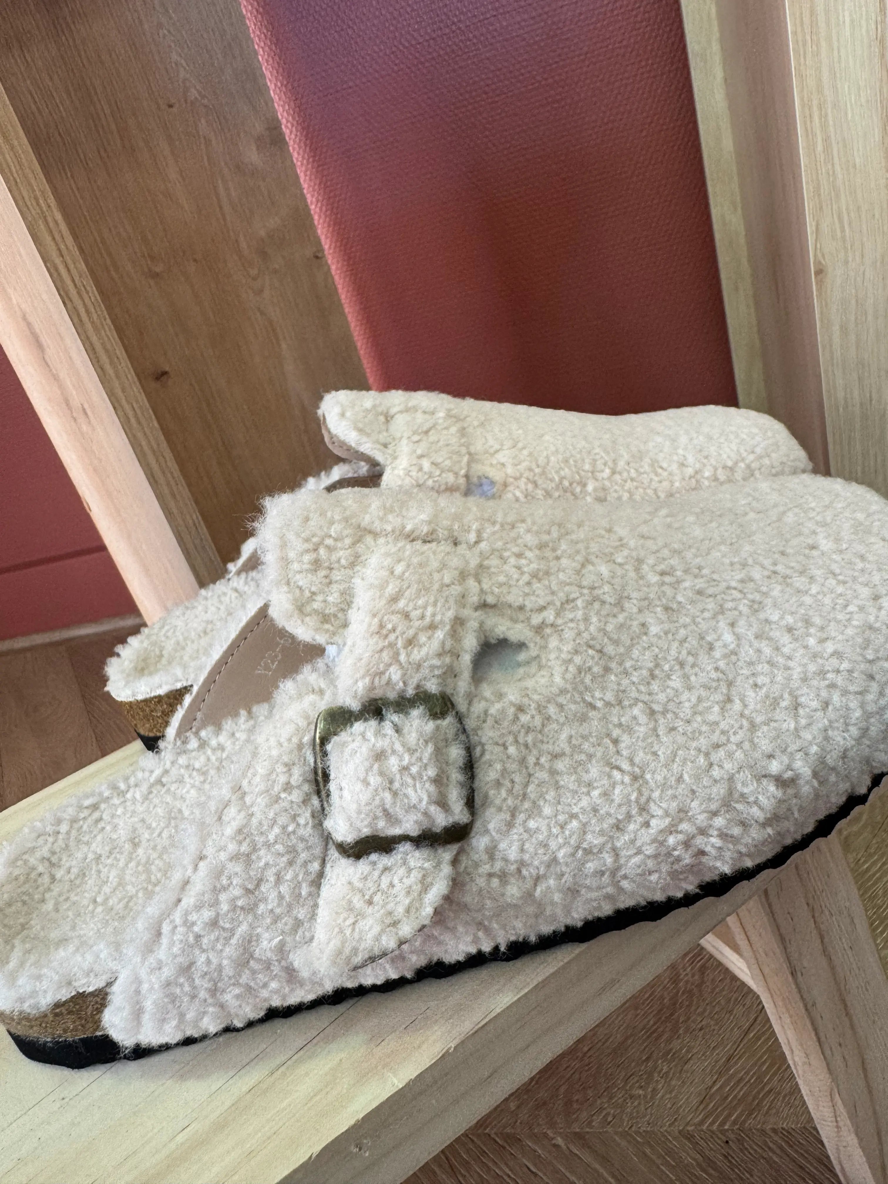 Mules fourrées blanches femme