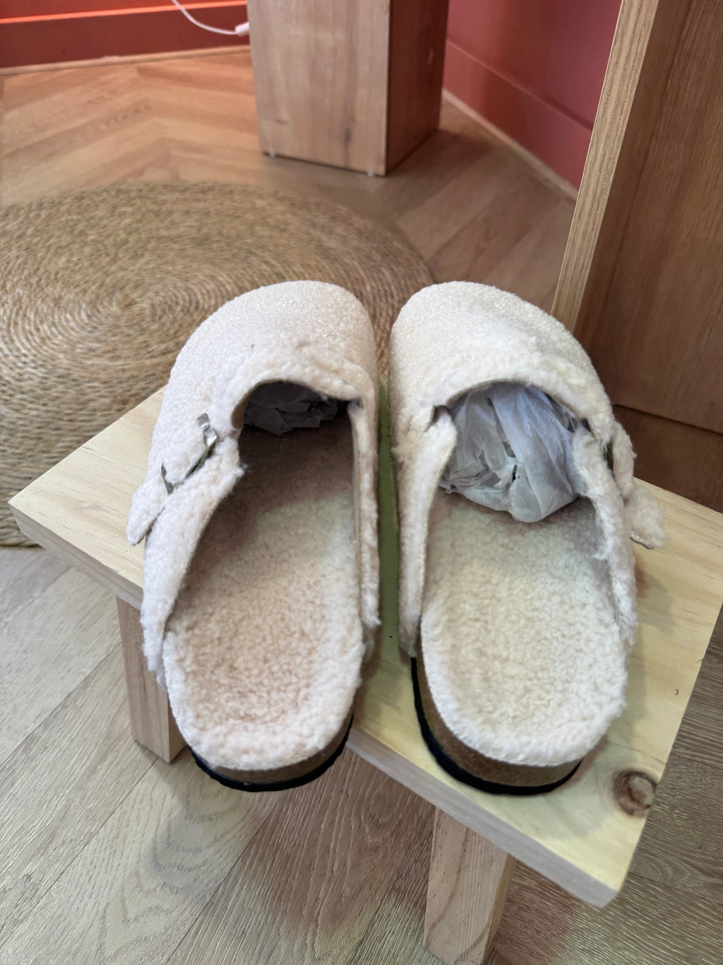 Mules fourrées blanches femme