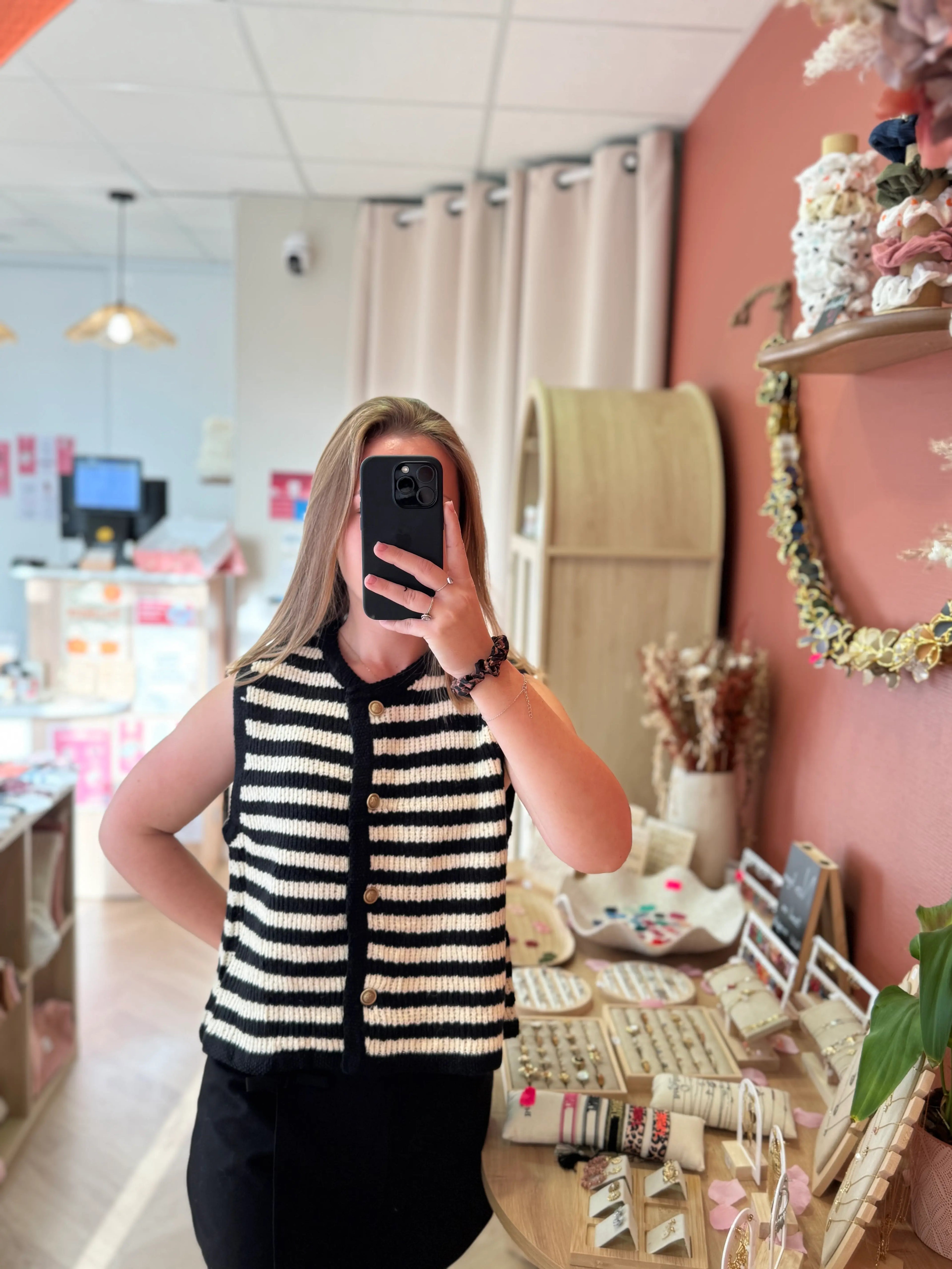 Gilet sans manches rayé