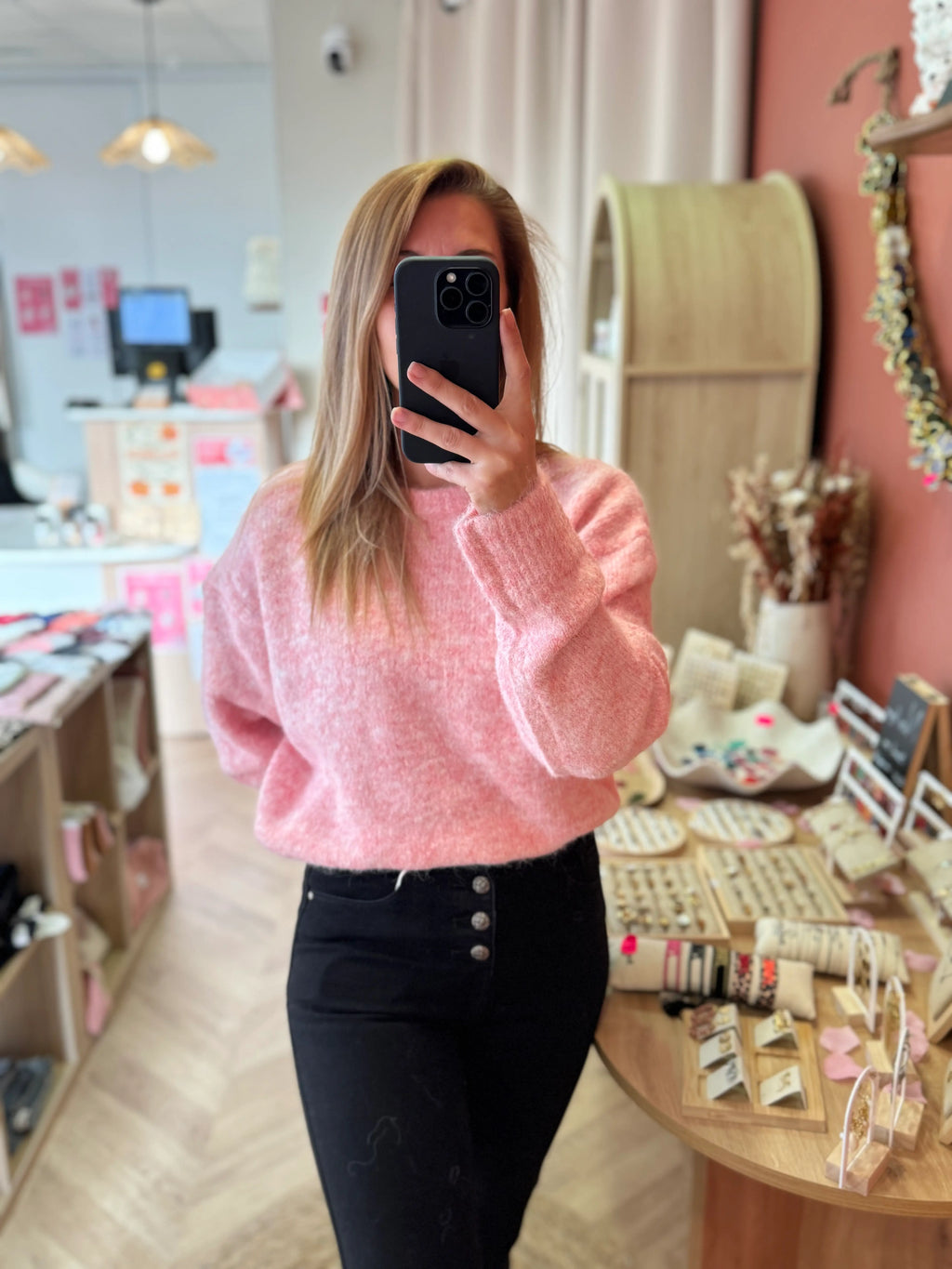 Pull doux rose chine