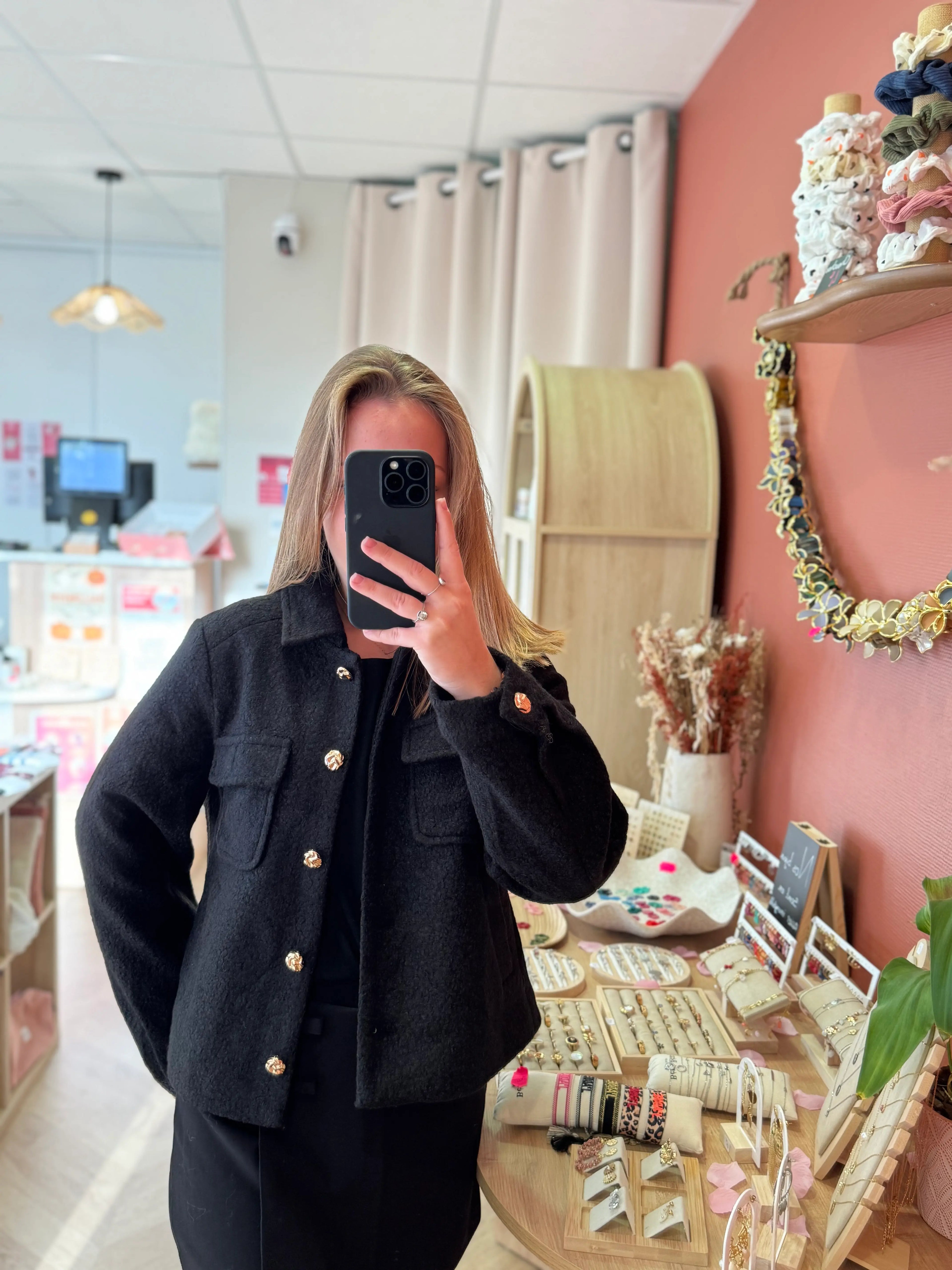 Veste effet bouclette noire