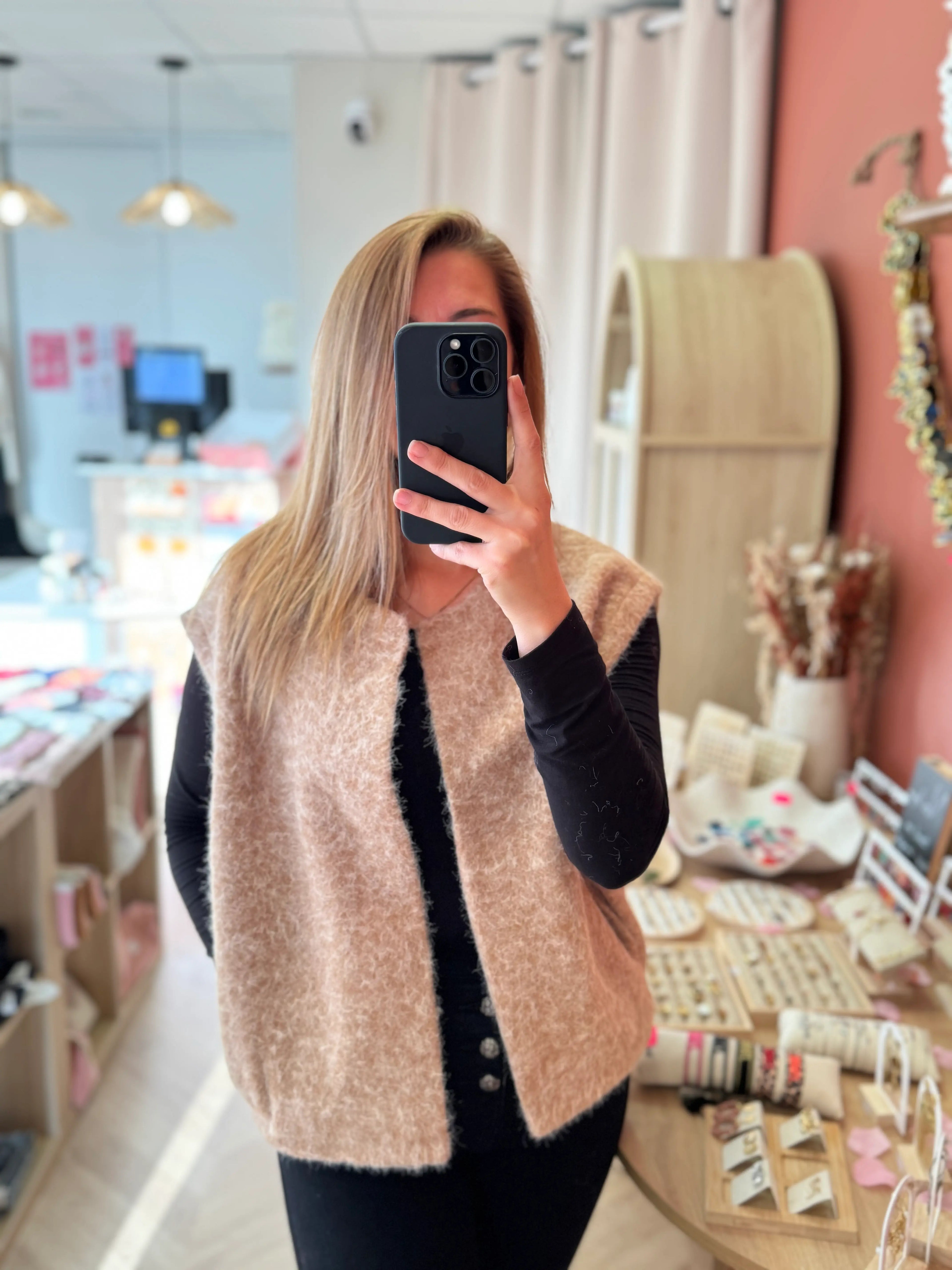 Veste sans manches marron clair