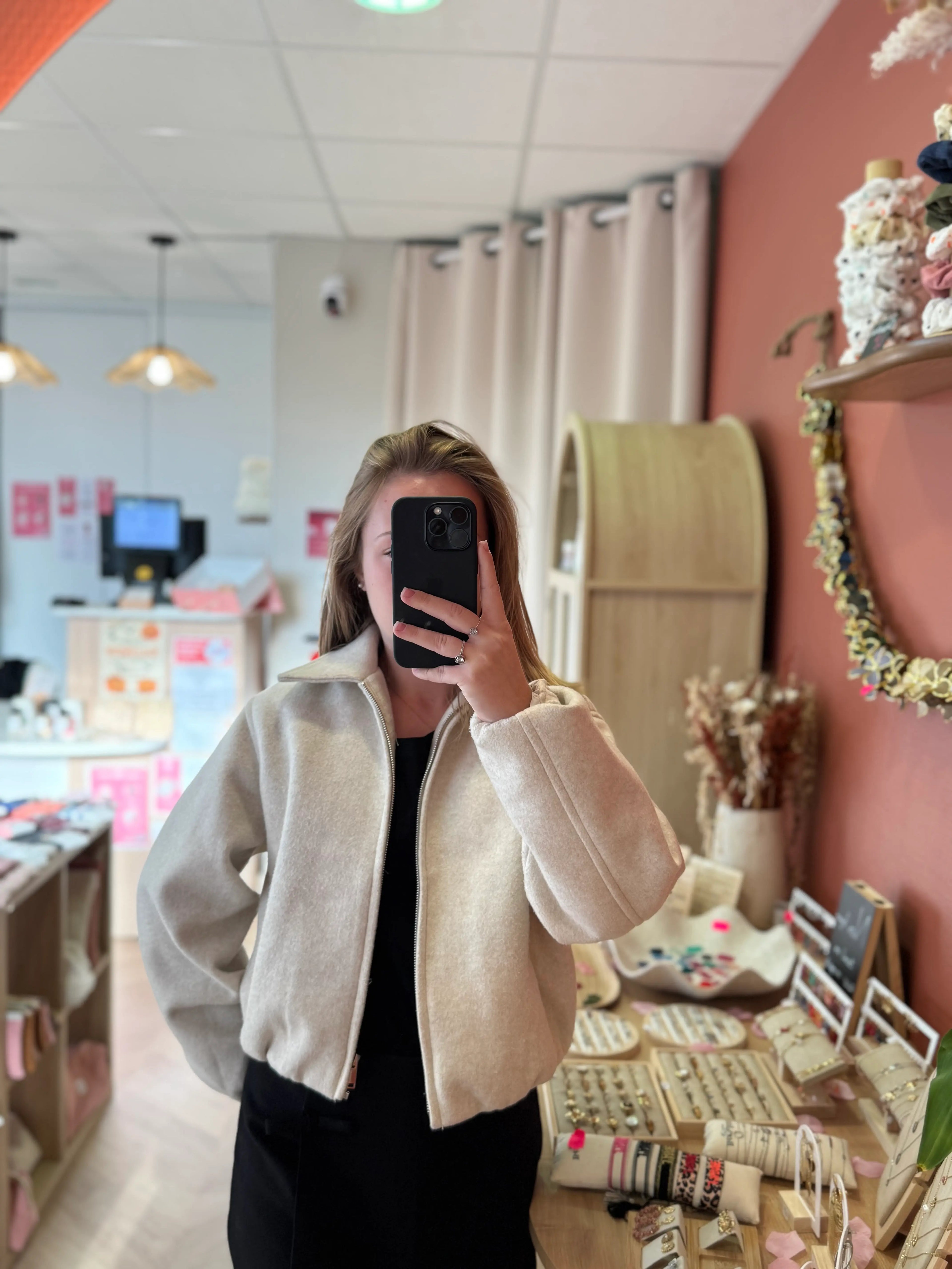 Bomber en lainage gris