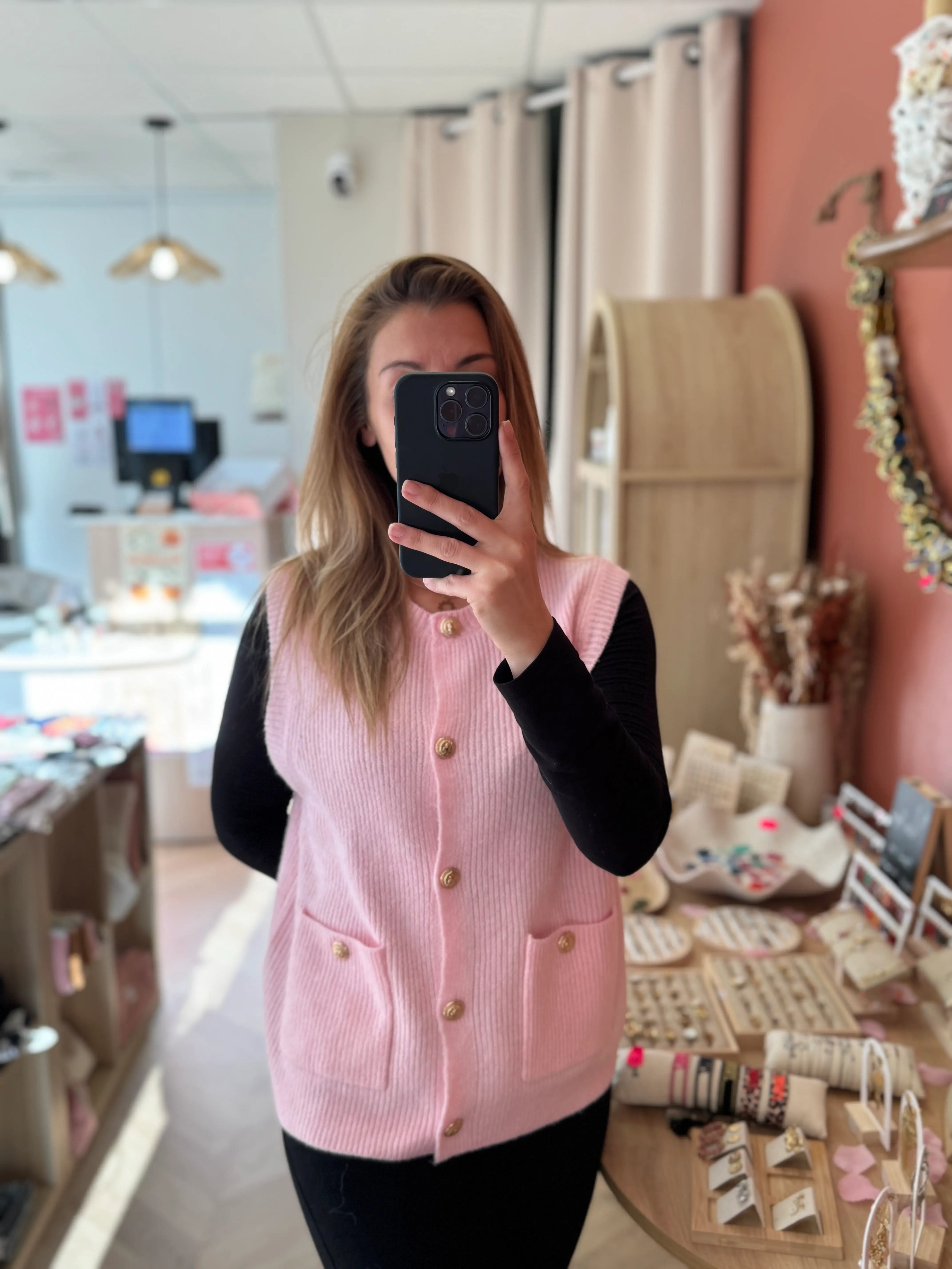 Haut sans manches rose poudré