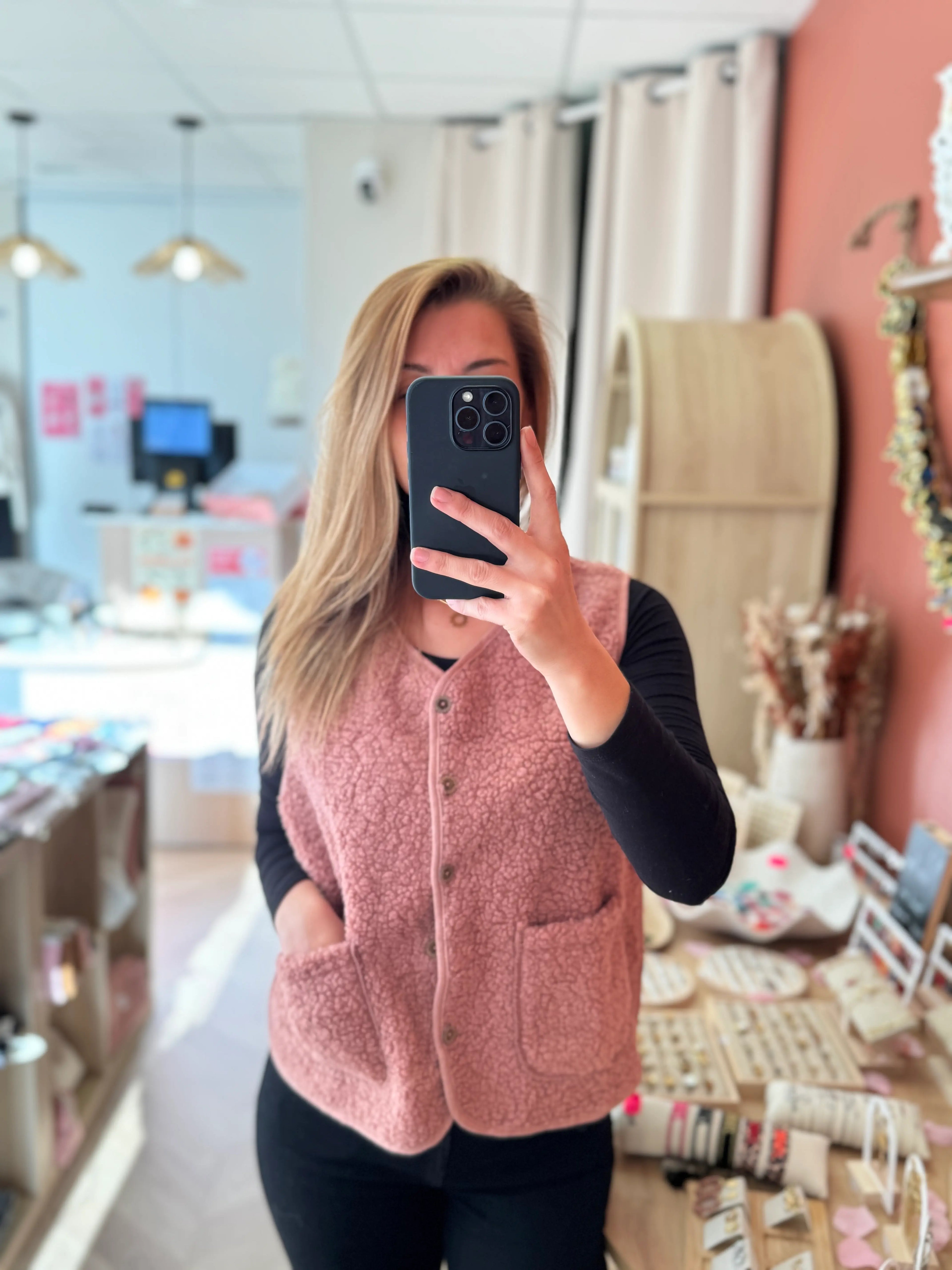 Veste sans manches vieux rose