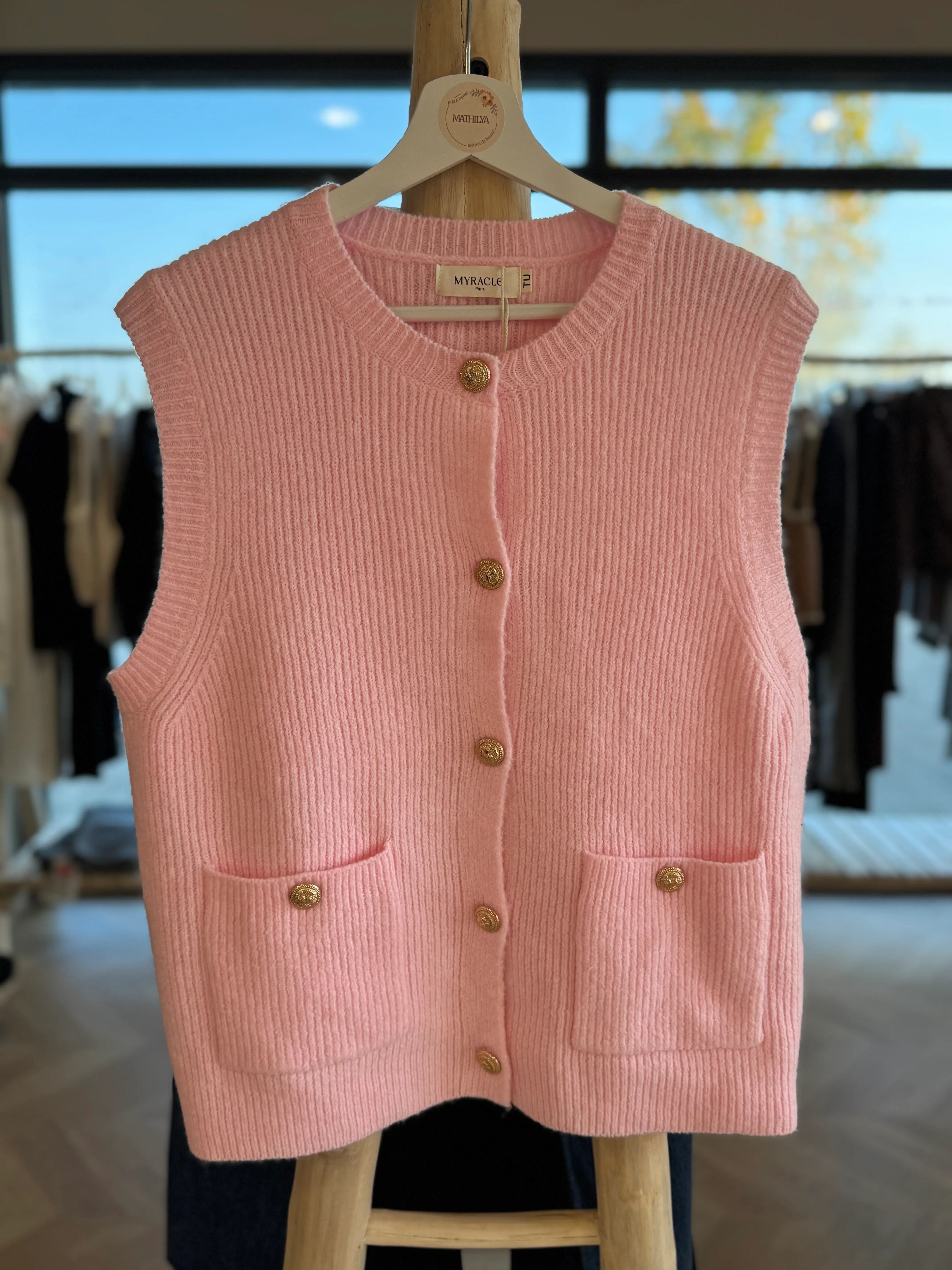 Haut sans manches rose poudré