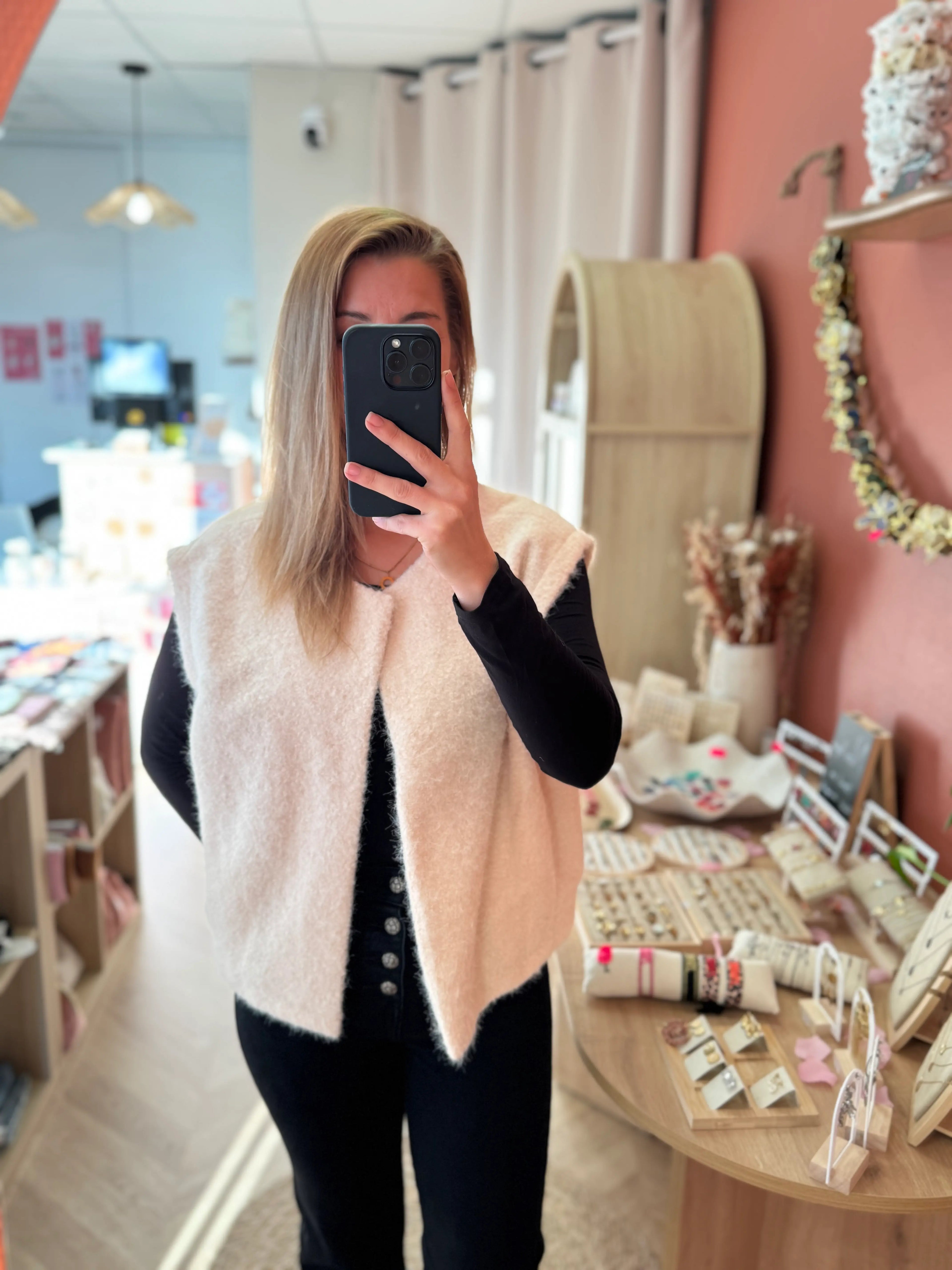 Veste sans manches beige