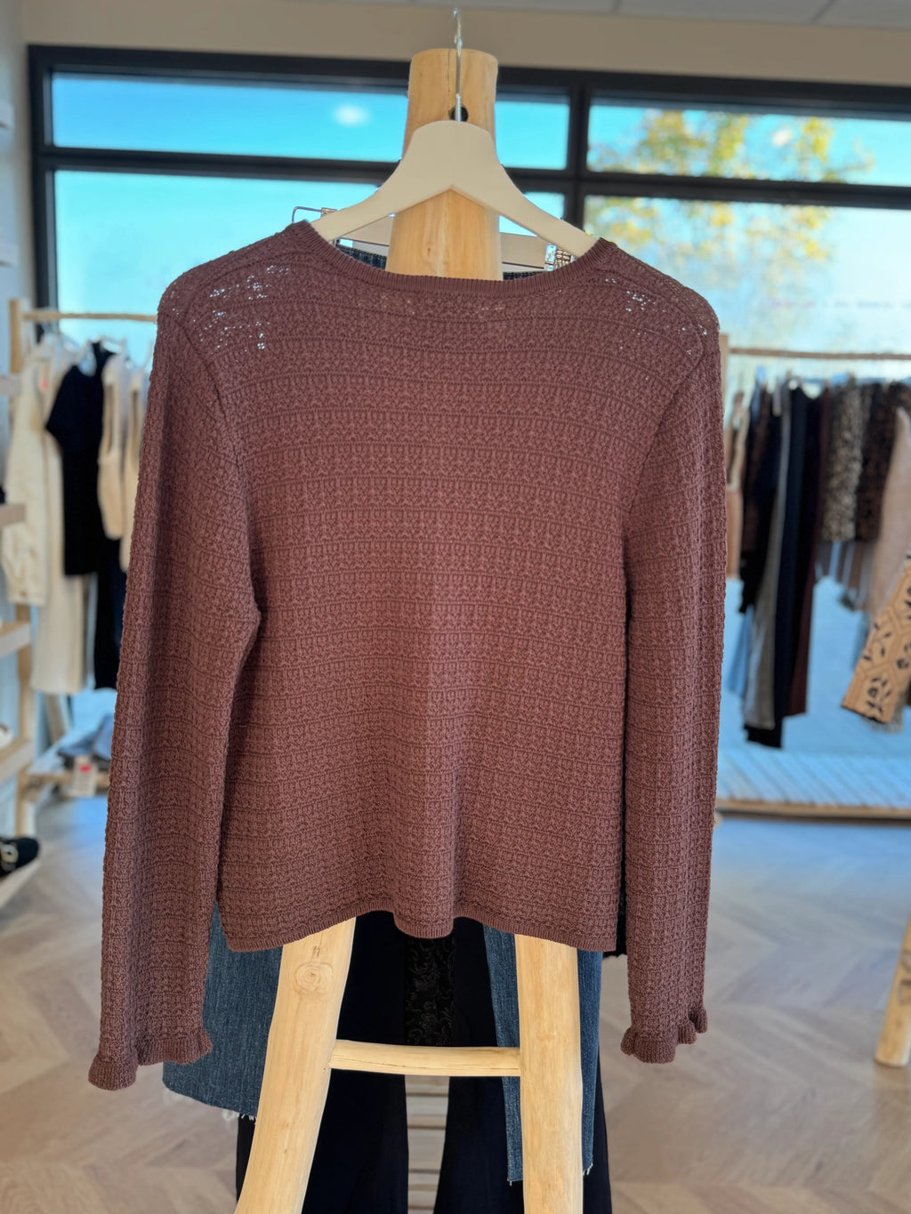 Gilet marron en maille texturée