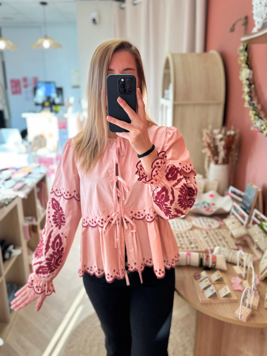 Blouse bohème-chic rose