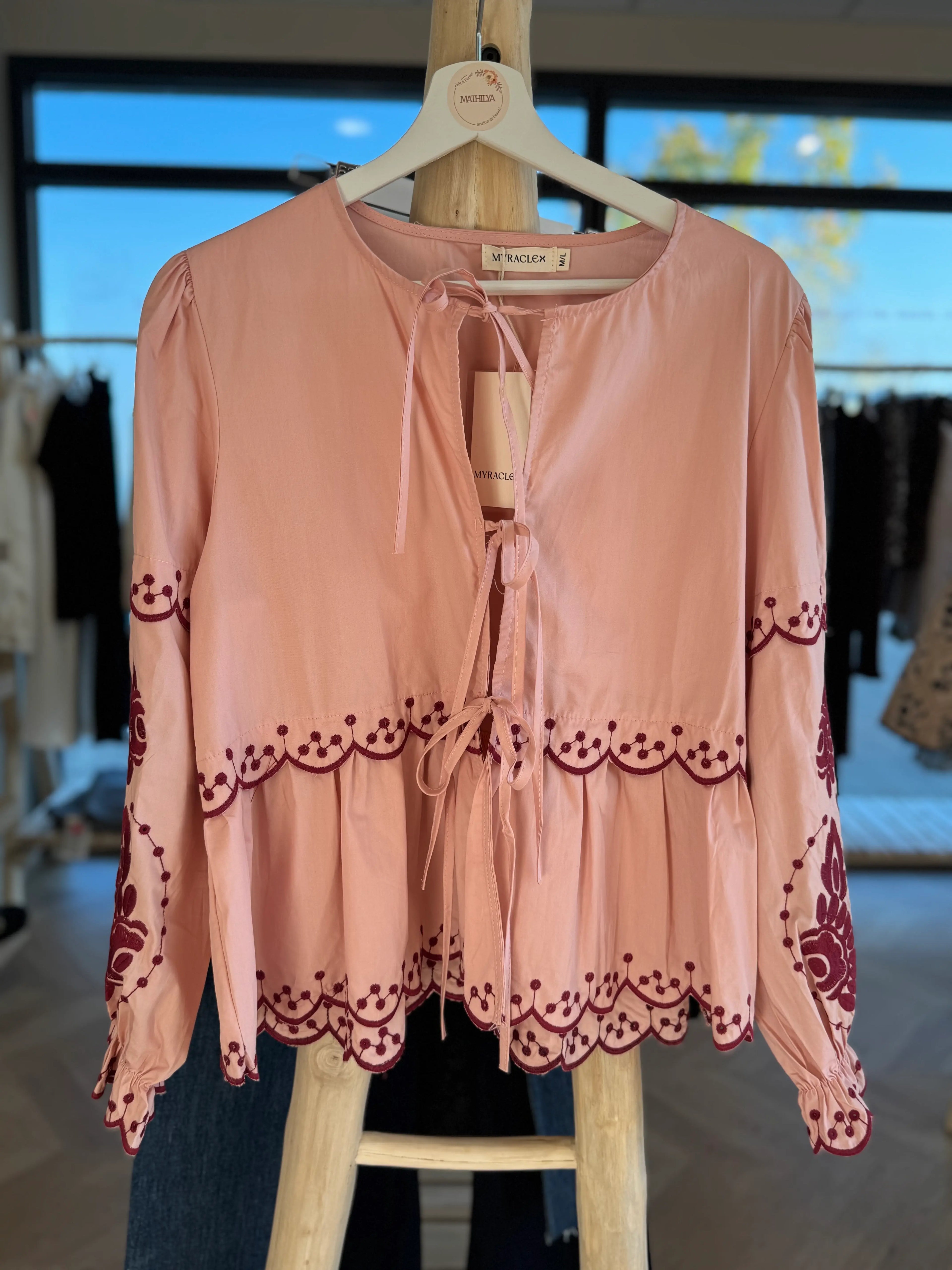Blouse bohème-chic rose