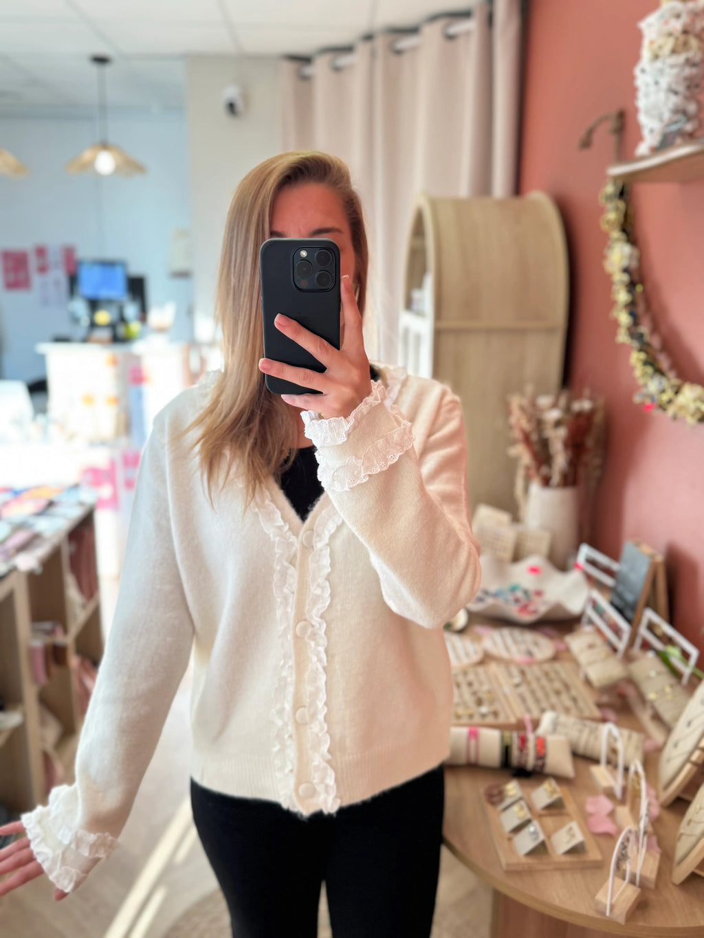 Gilet dentelle col V