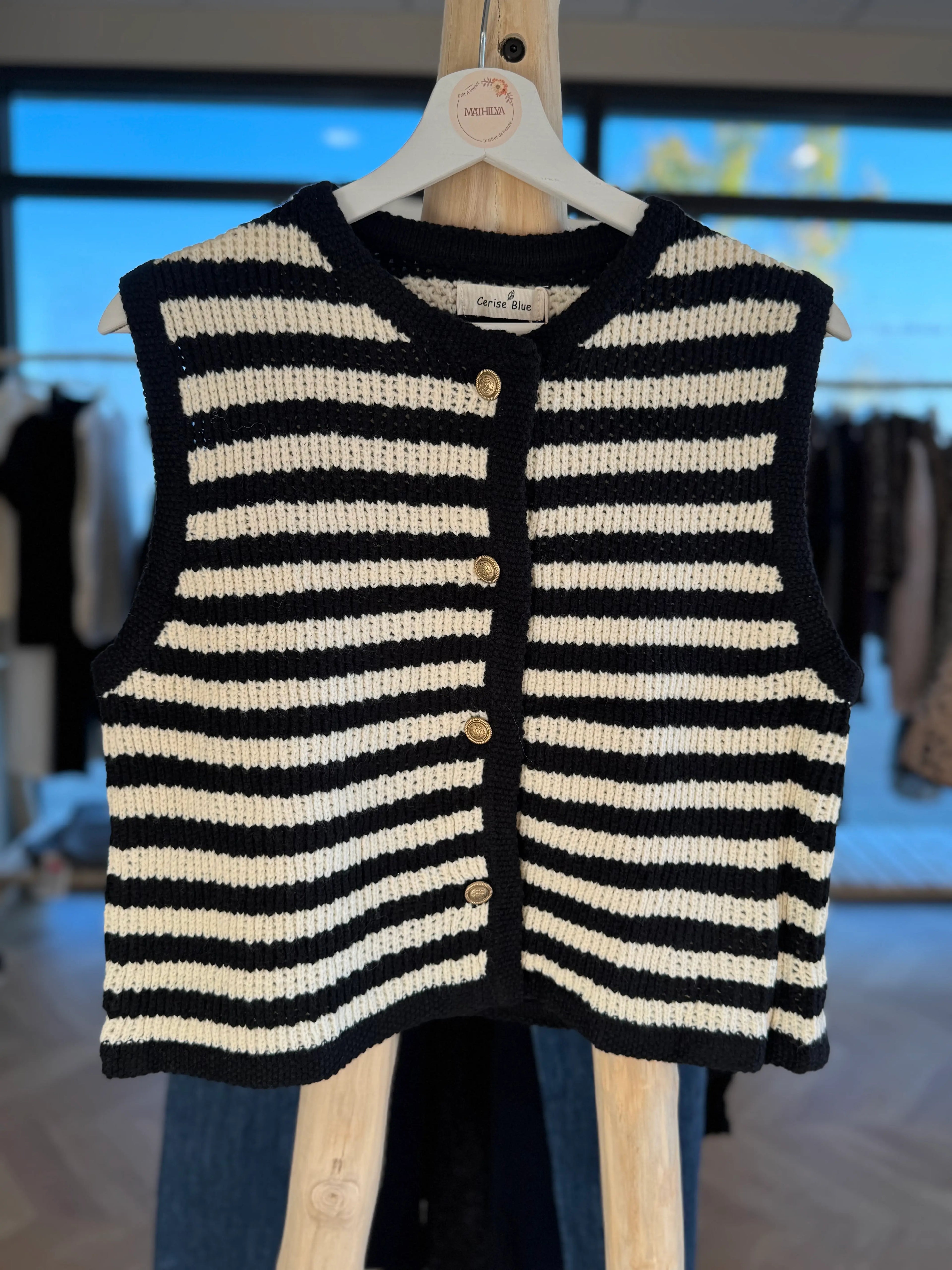 Gilet sans manches rayé