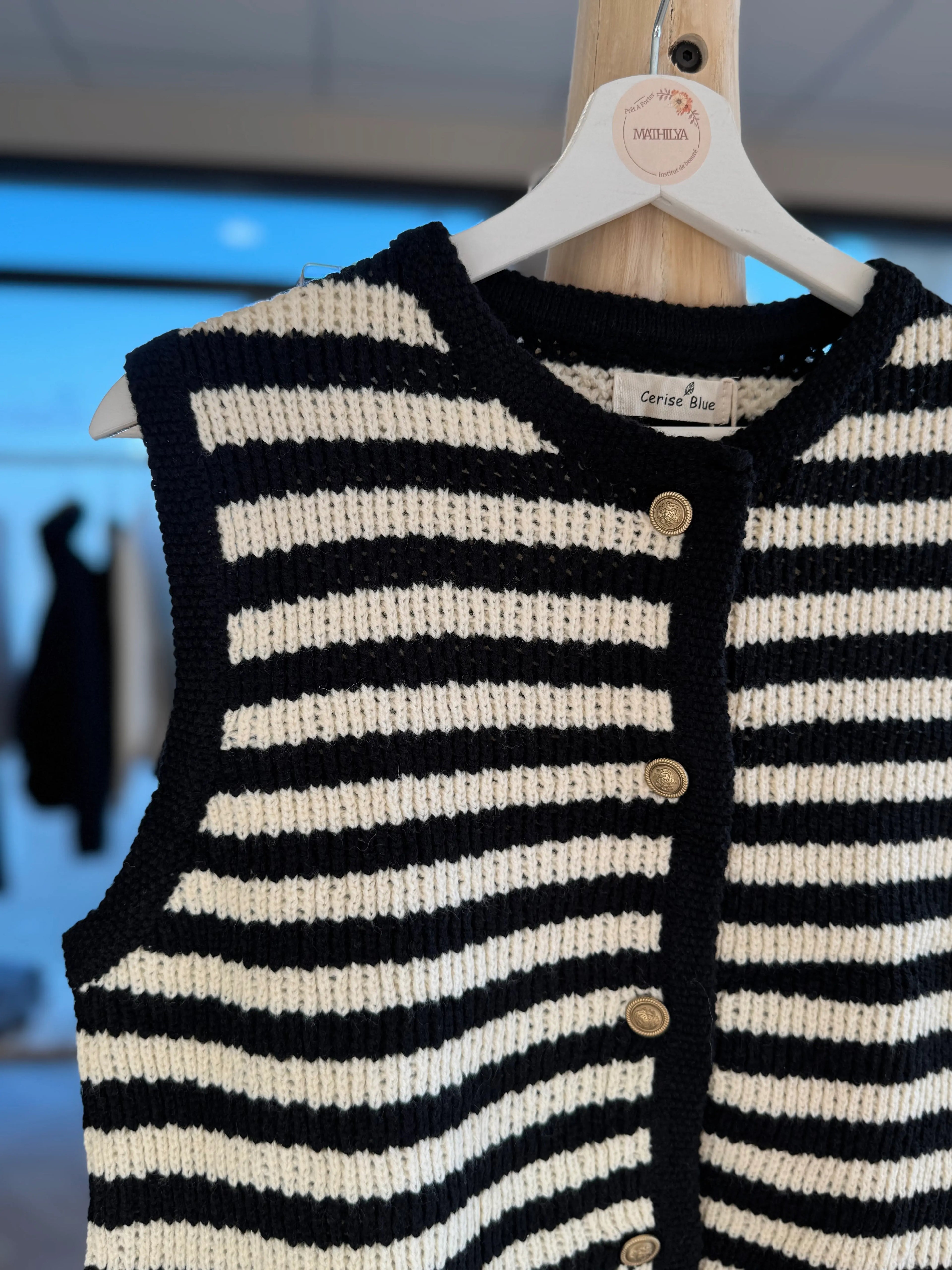 Gilet sans manches rayé