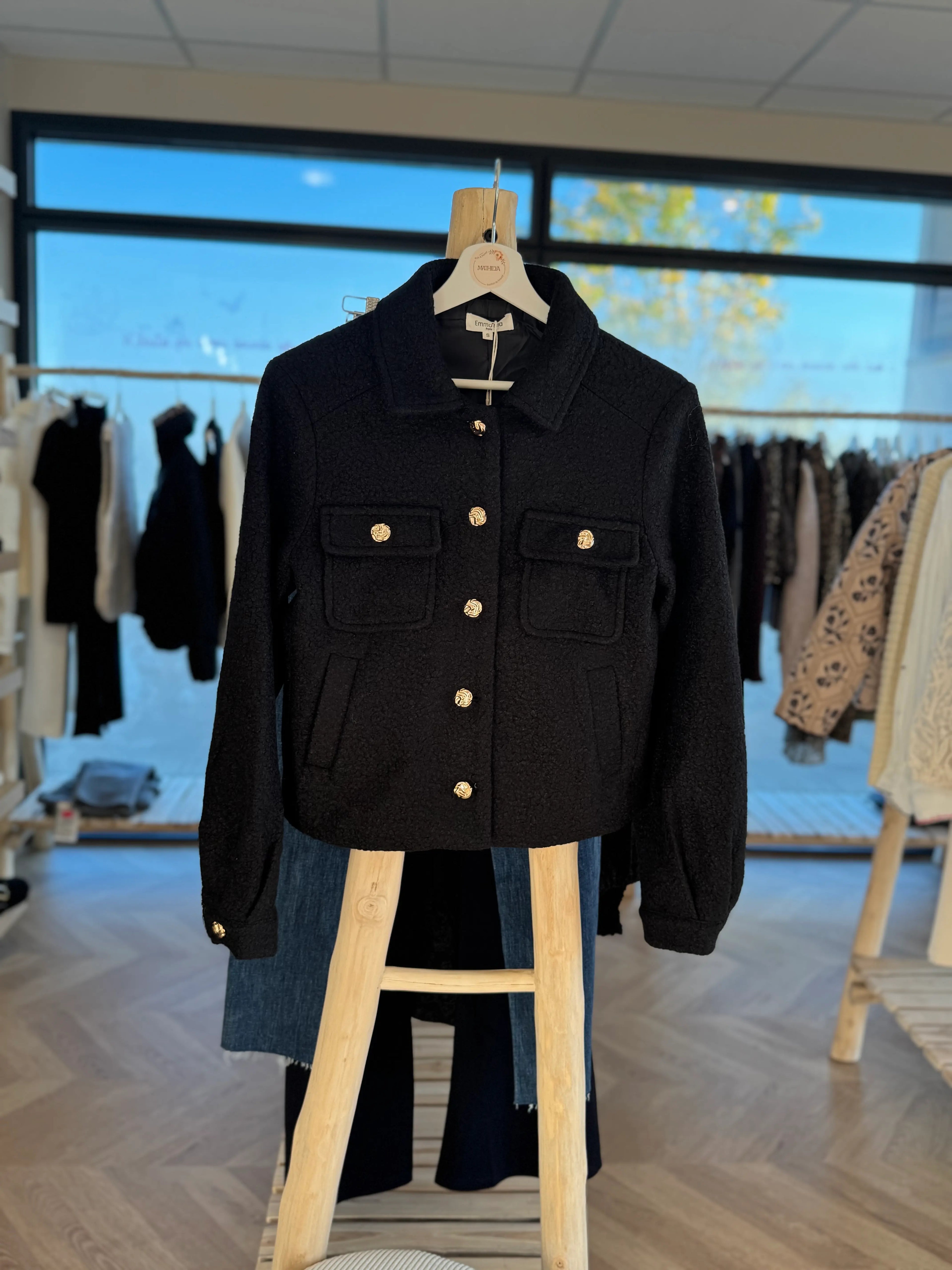 Veste effet bouclette noire