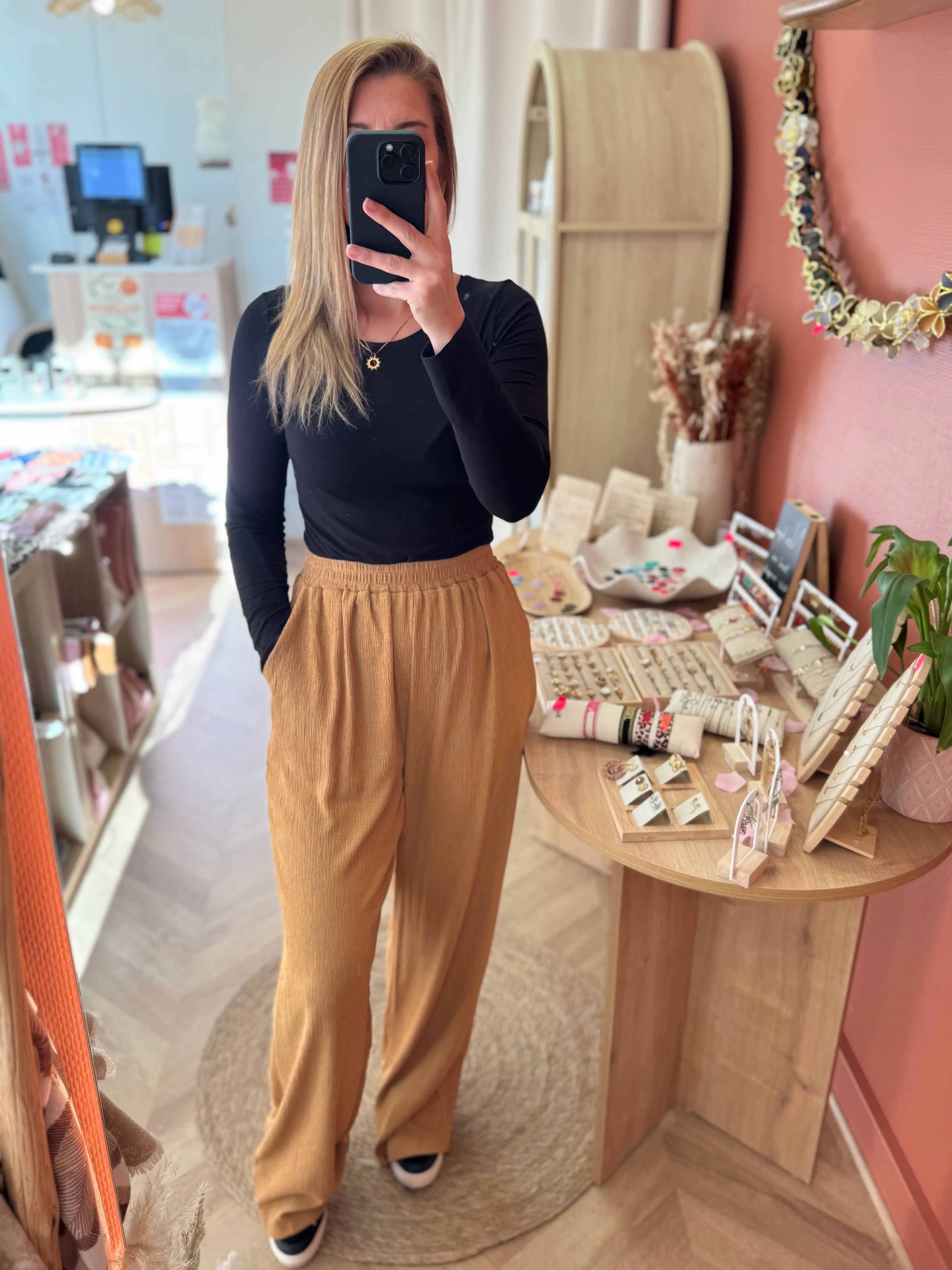 Pantalon fluide moutarde