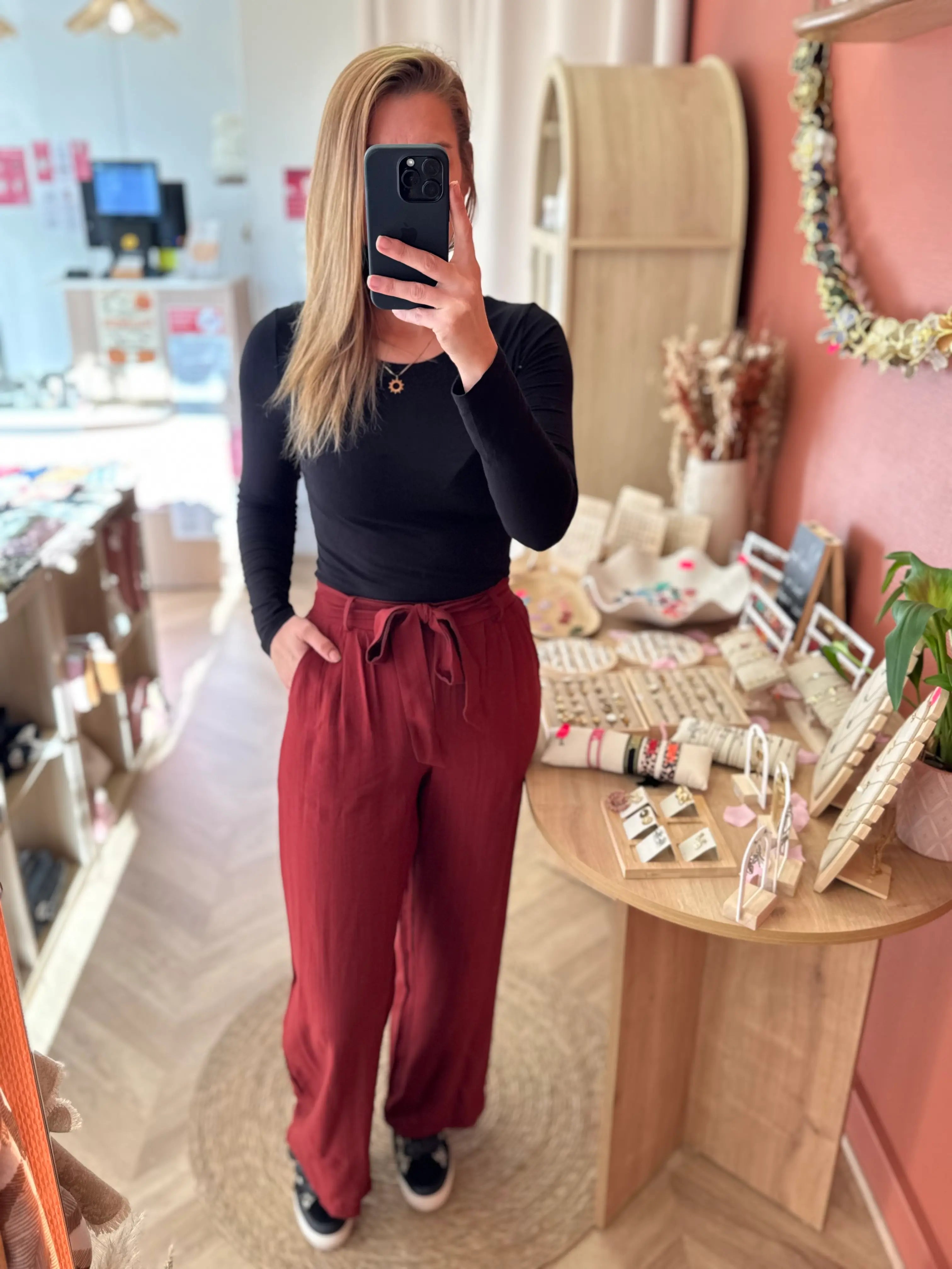 Pantalon fluide terracotta foncé