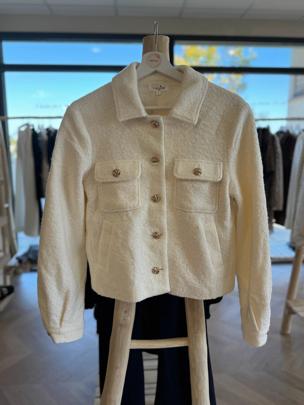 Veste effet bouclette écrue