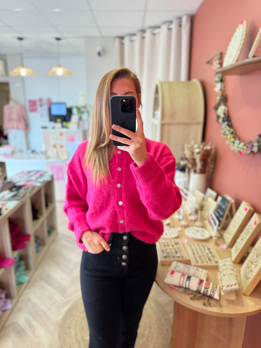 Gilet doux fuchsia