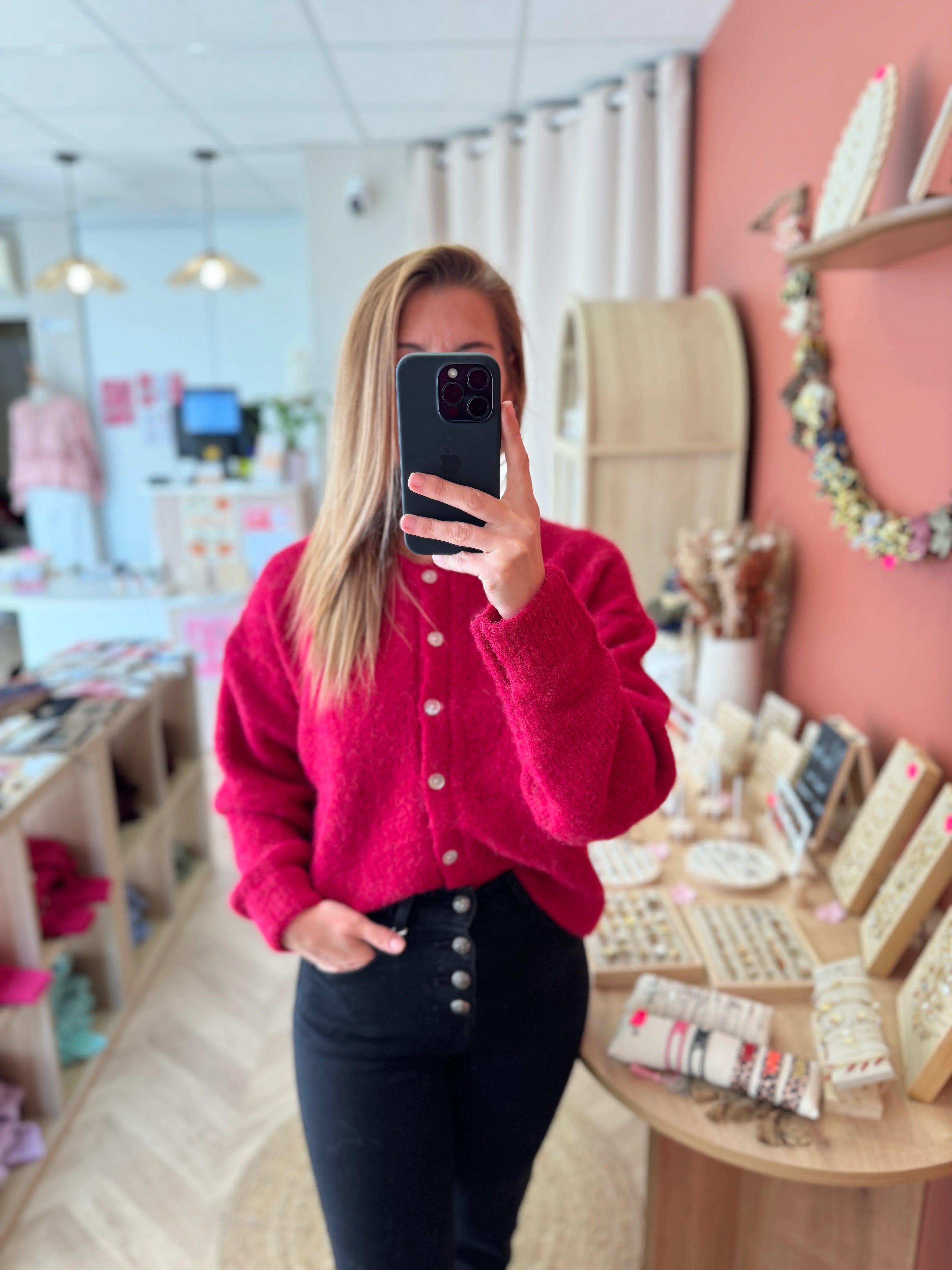 Gilet doux framboise