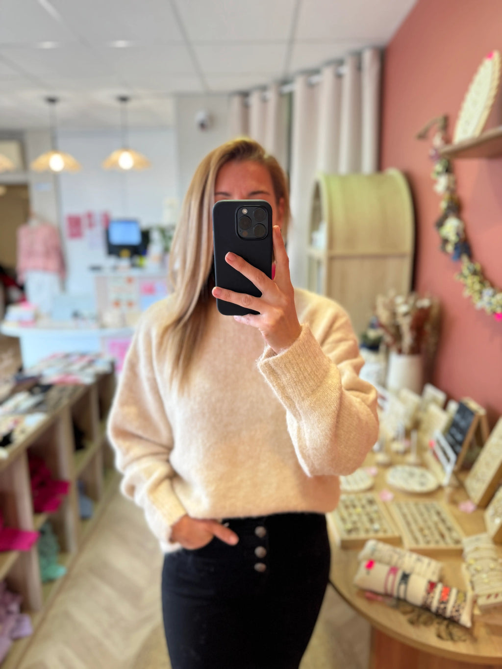 Pull en maille beige