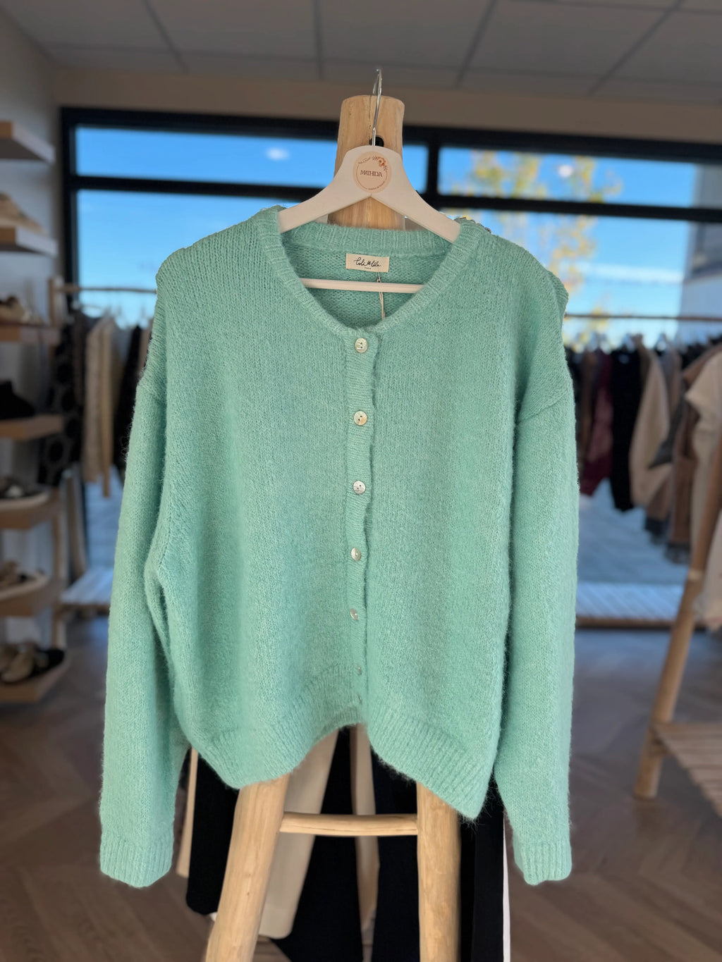 Gilet doux turquoise