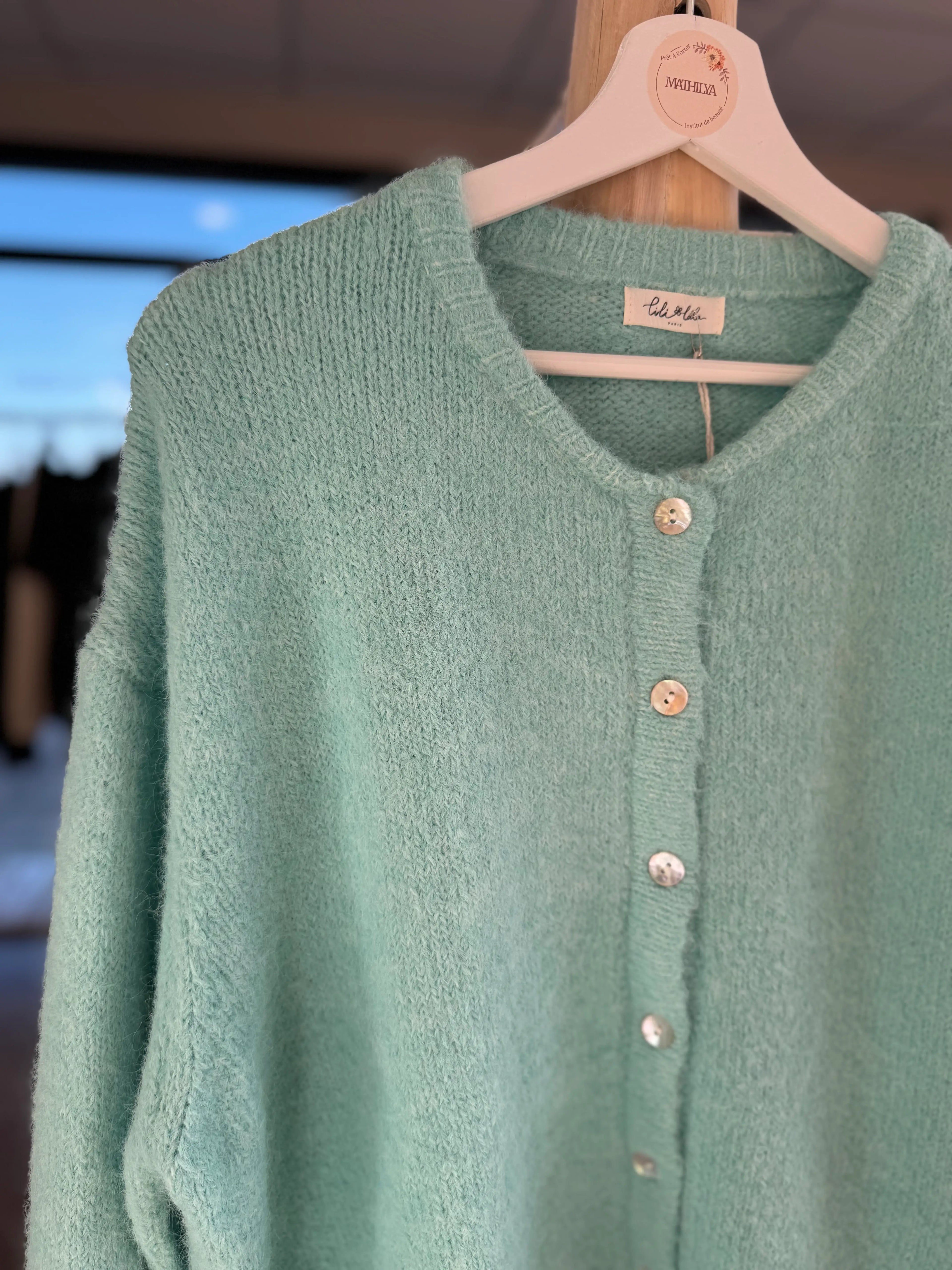 Gilet doux turquoise