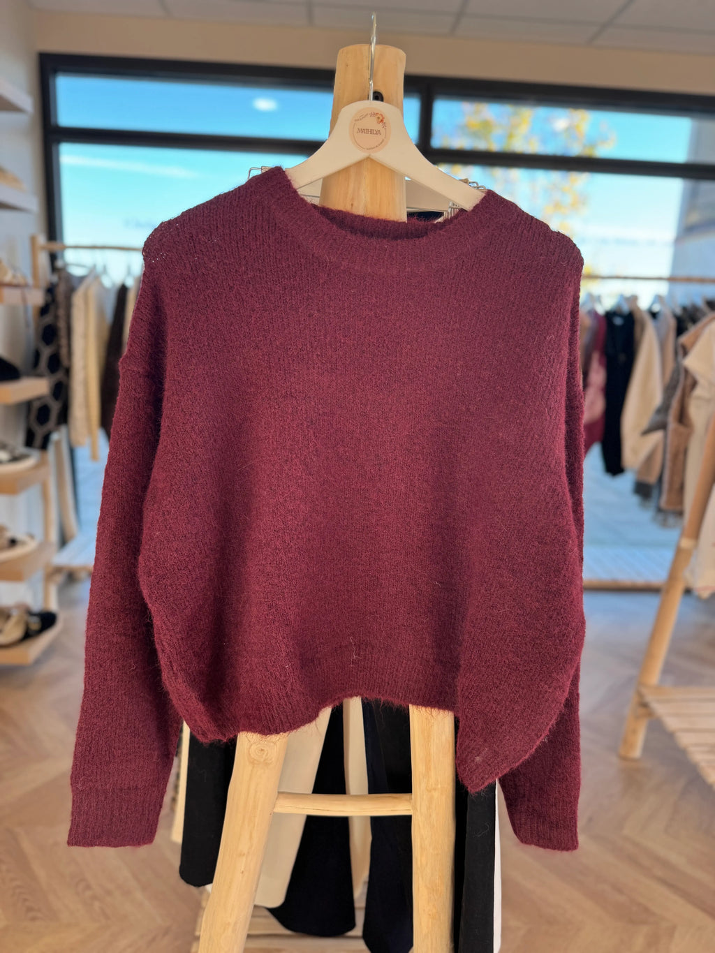 Pull en maille bordeaux
