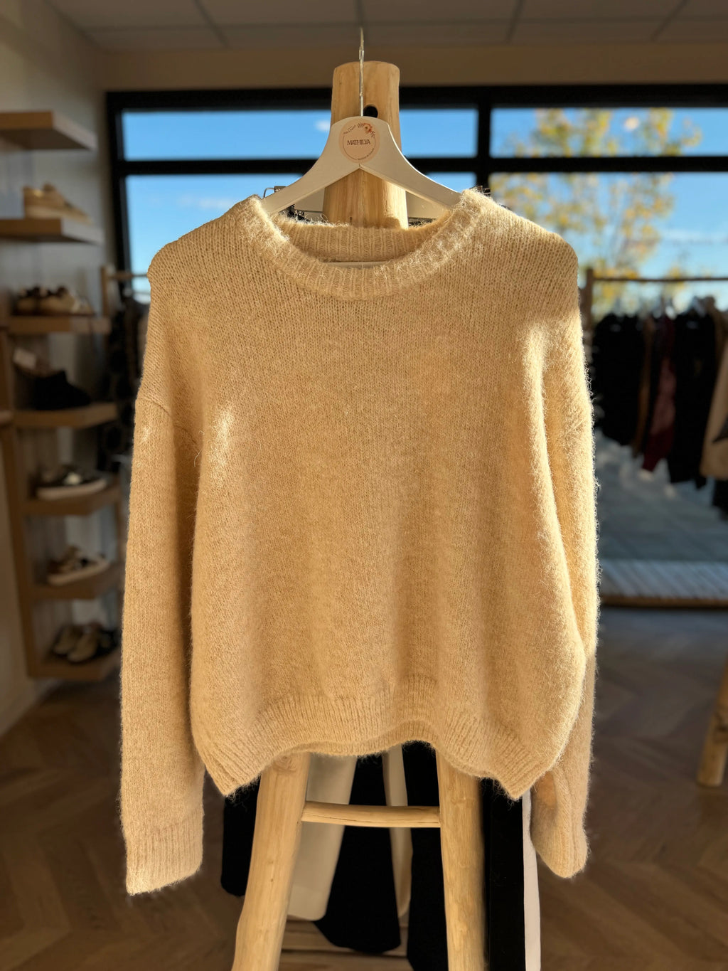 Pull en maille beige