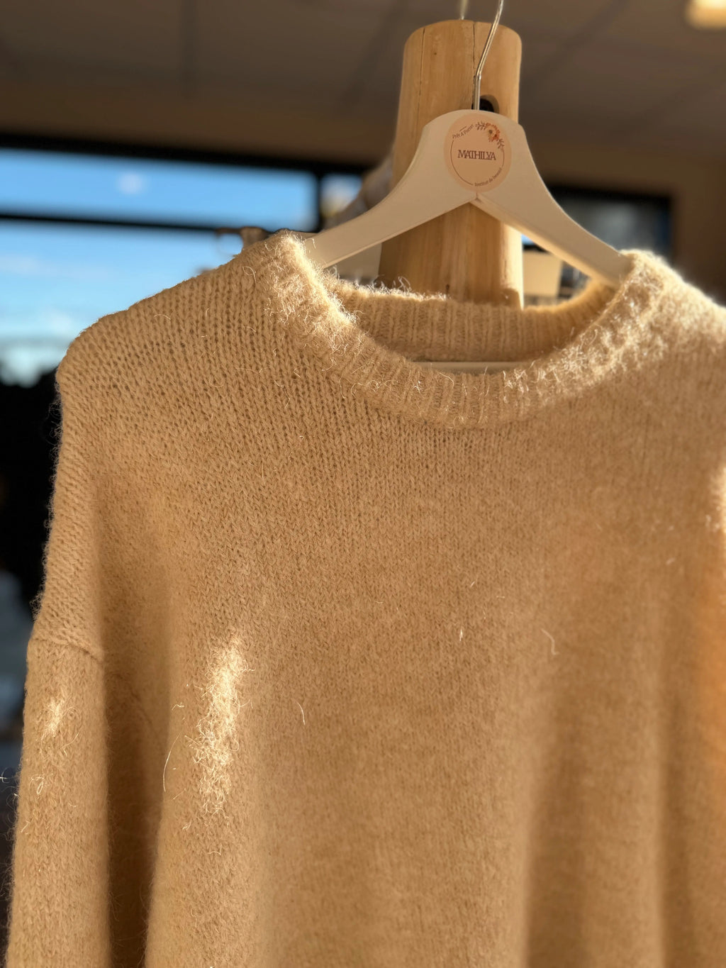 Pull en maille beige