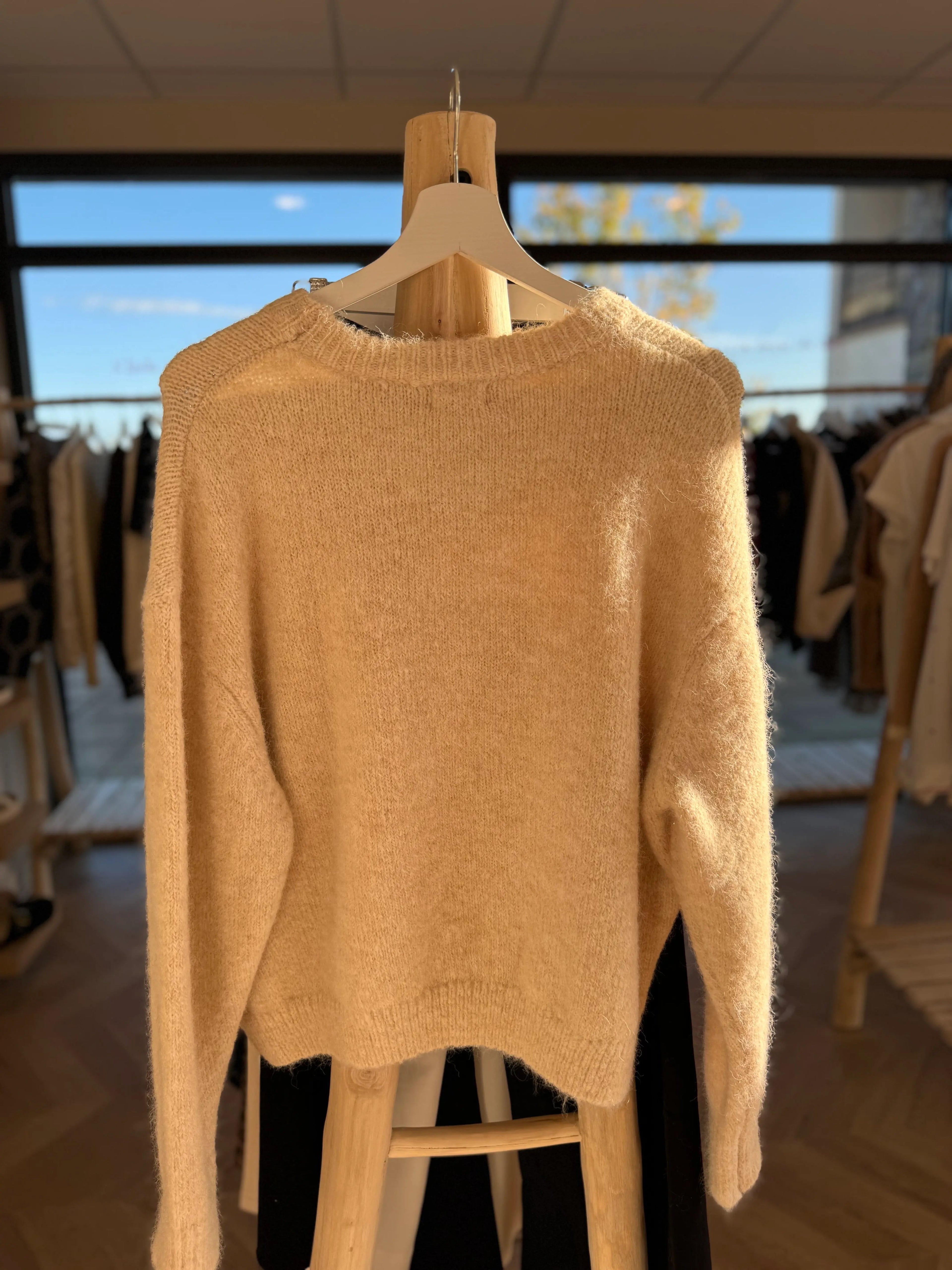 Pull en maille beige